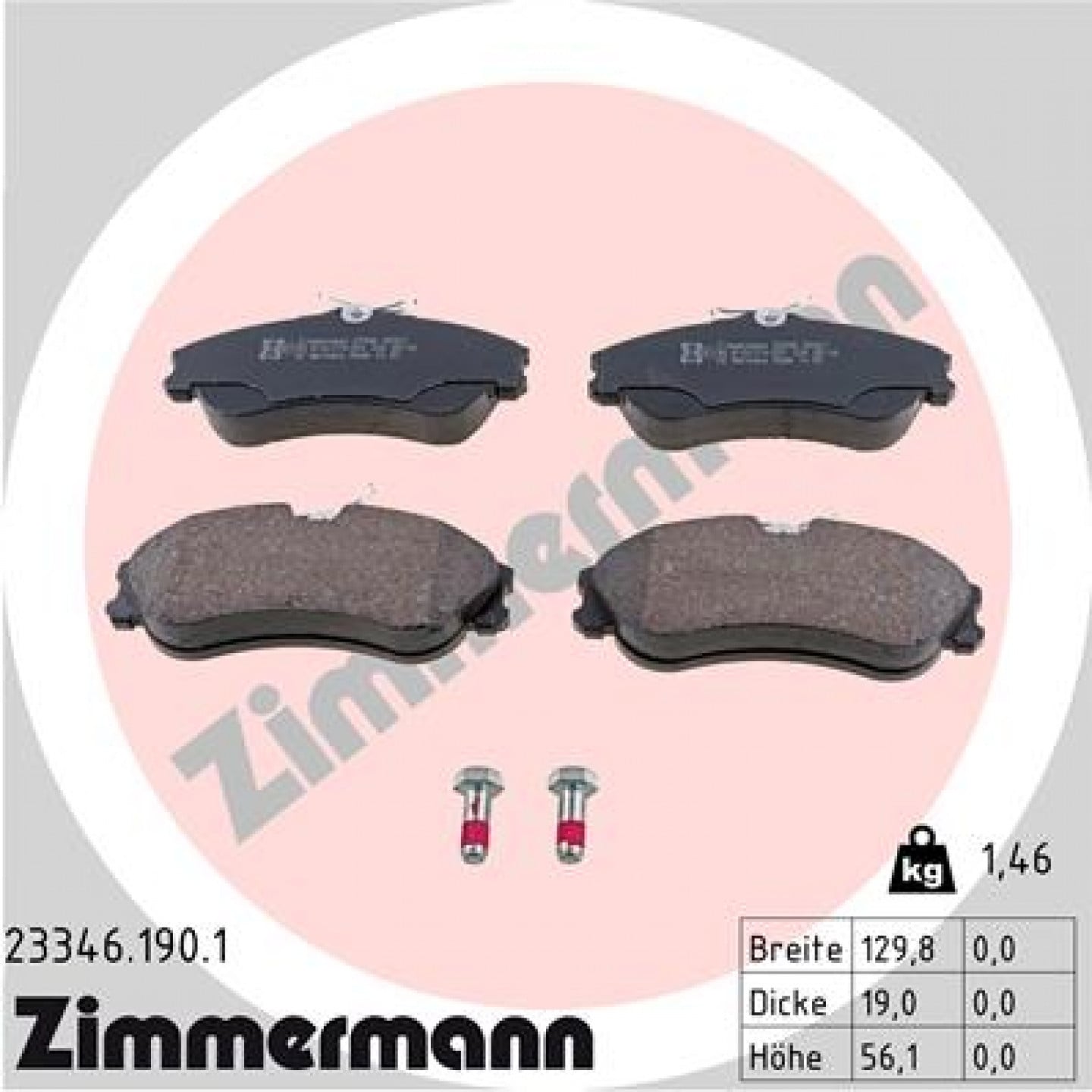 Kit pastiglie freno, Freno a disco ZIMMERMANN 23346.190.1