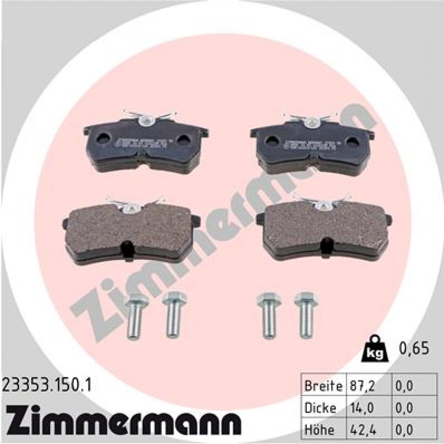 Sada brzdových destiček, kotoučová brzda ZIMMERMANN 23353.150.1