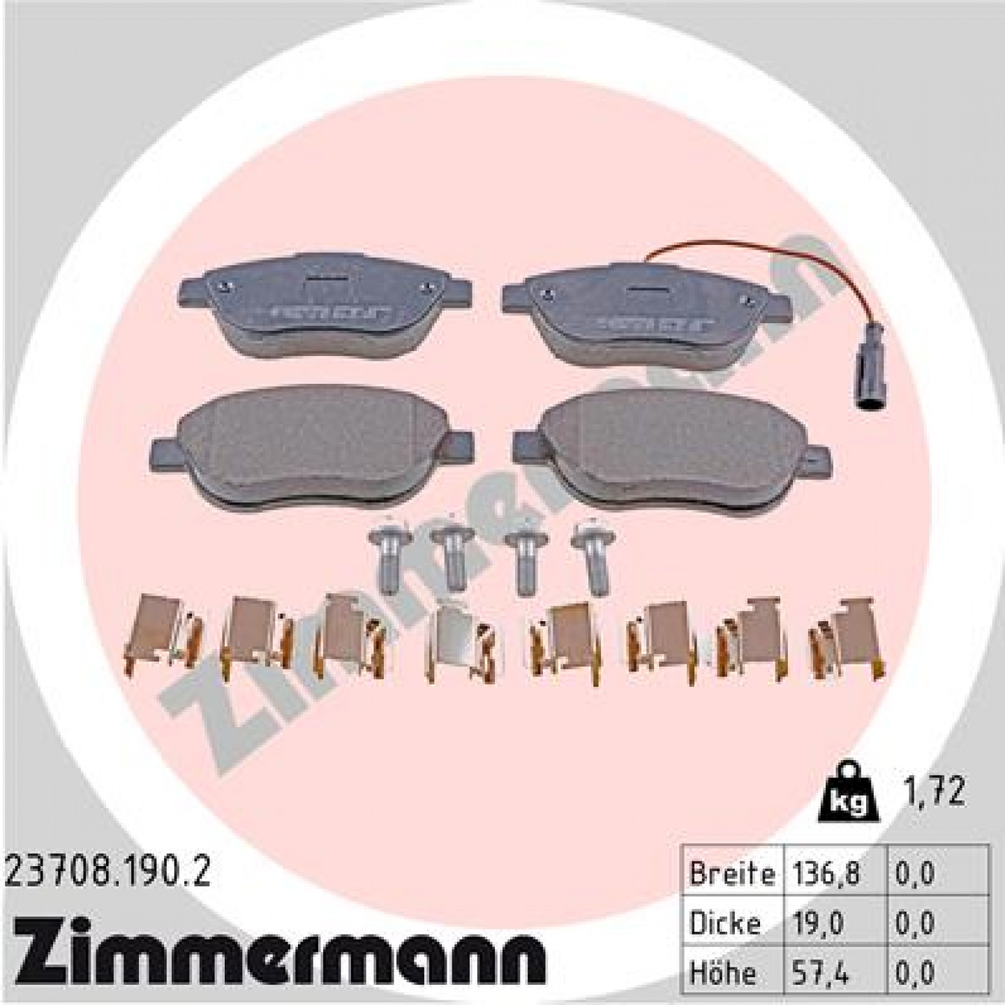 Kit pastiglie freno, Freno a disco ZIMMERMANN 23708.190.2