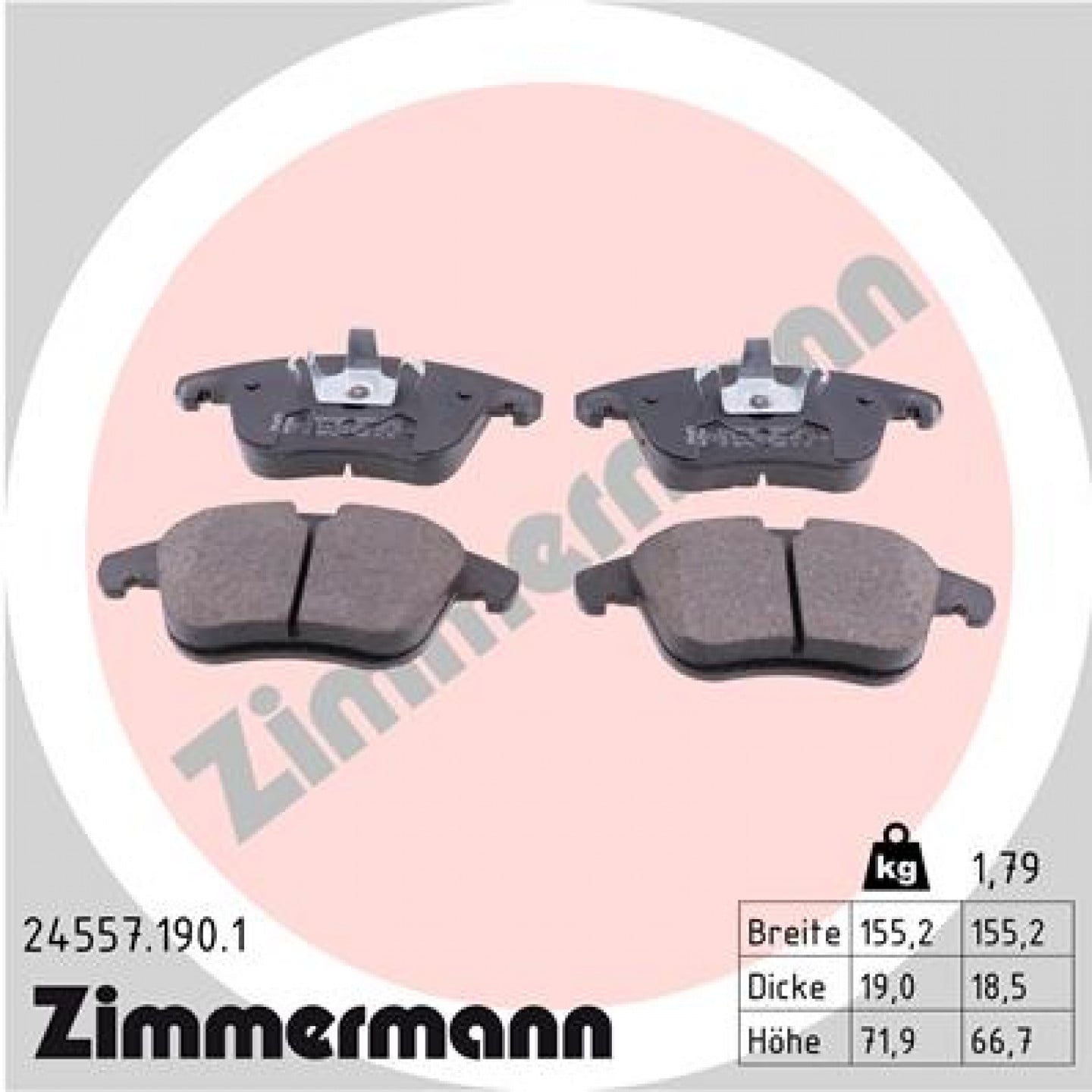 Sada brzdových destiček, kotoučová brzda ZIMMERMANN 24557.190.1