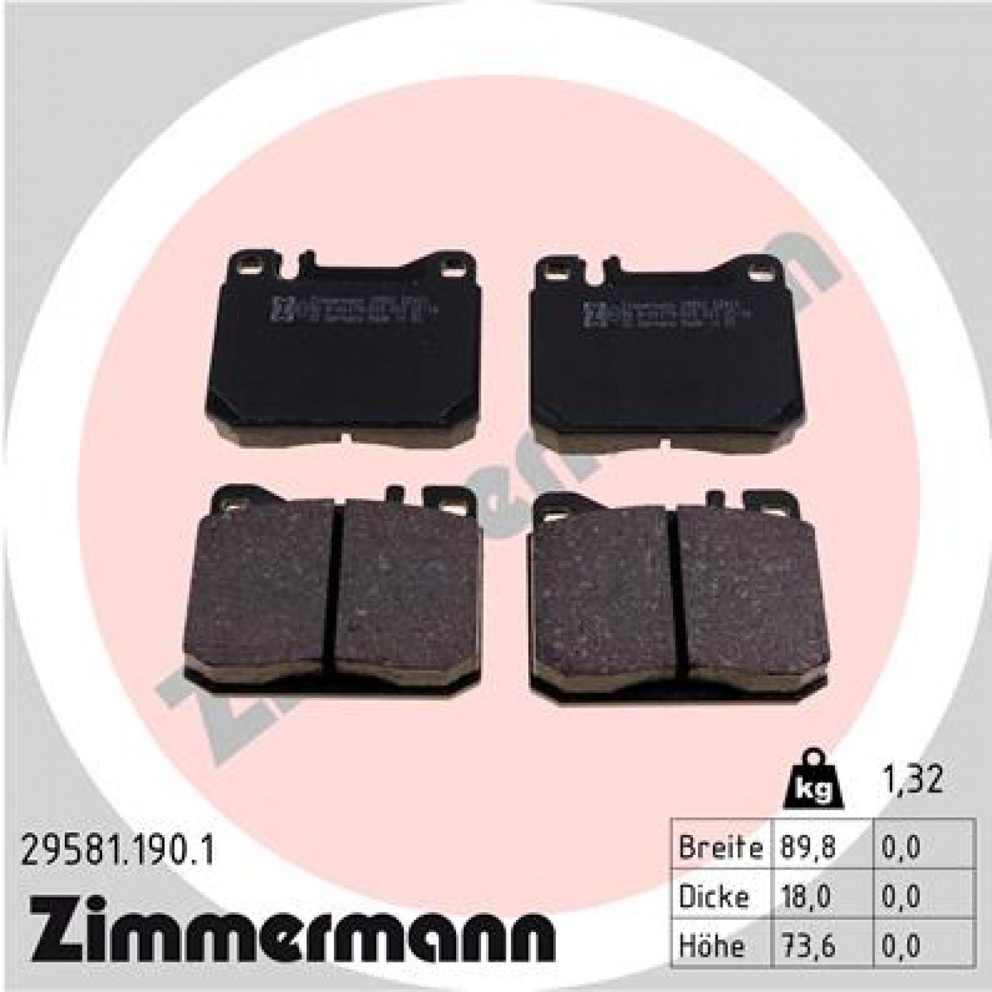 Bremseklodser ZIMMERMANN 29581.190.1