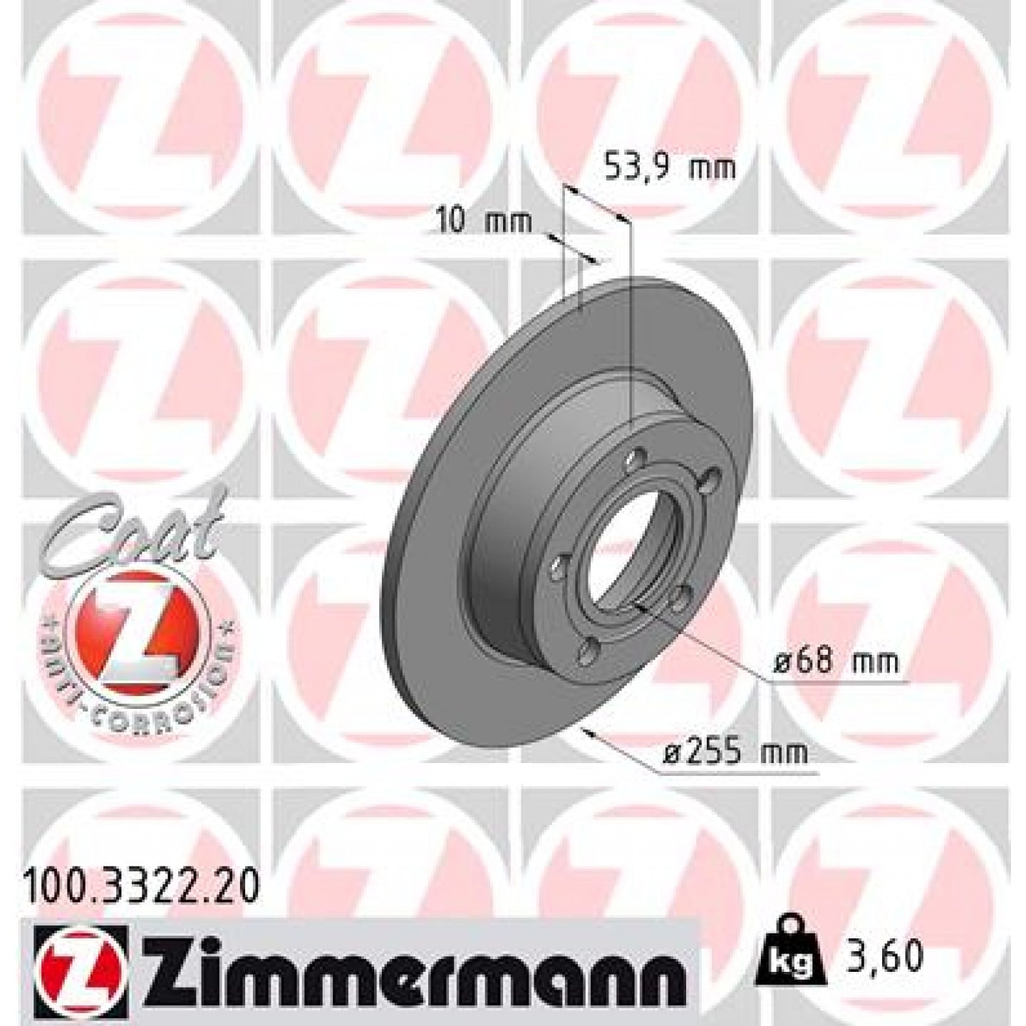Bremseskive ZIMMERMANN 100.3322.20