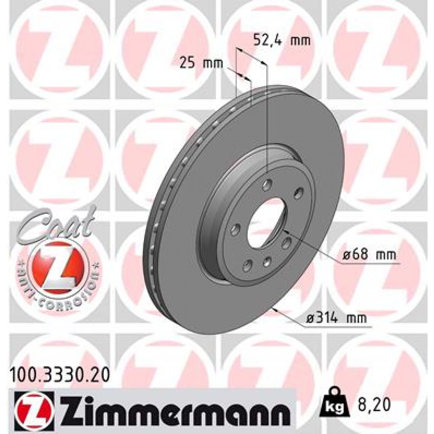 Bremseskive ZIMMERMANN 100.3330.20