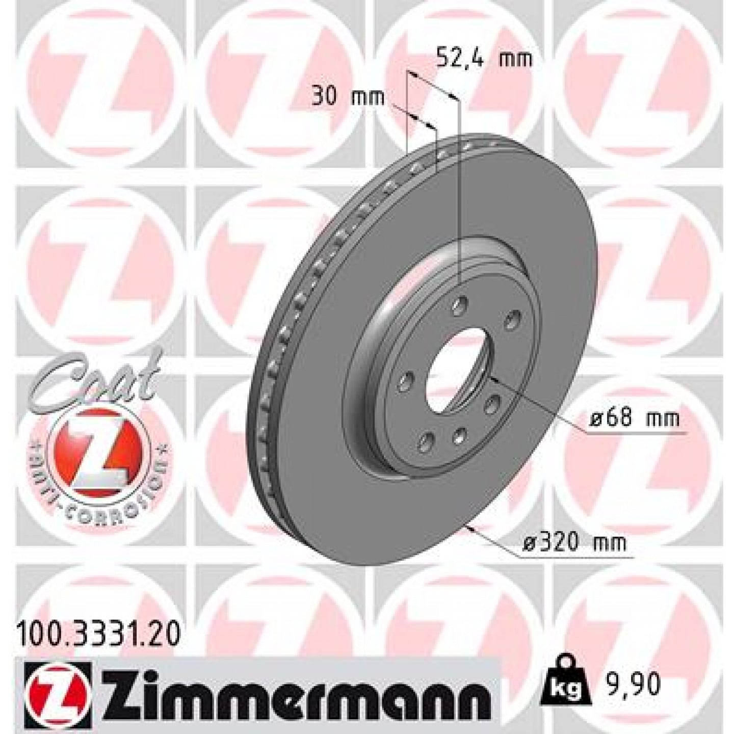 Bremseskive ZIMMERMANN 100.3331.20