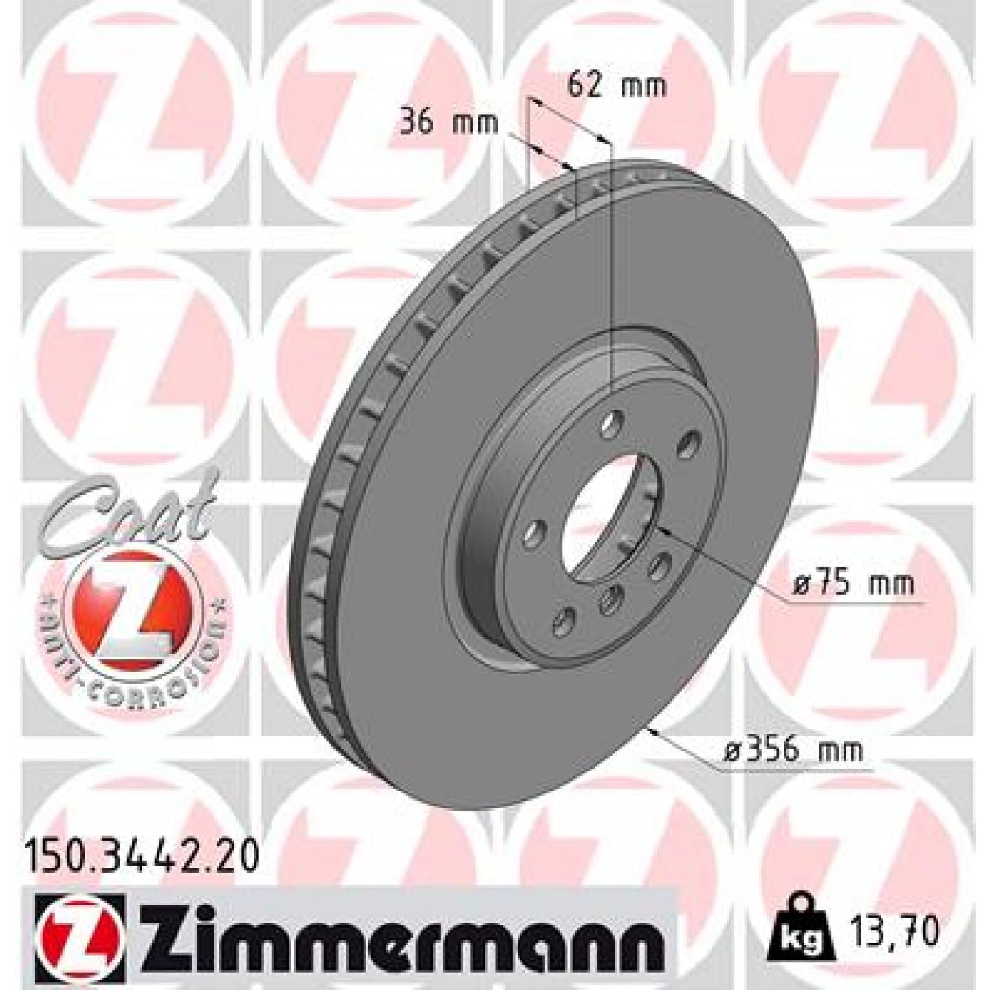 Bremseskive ZIMMERMANN 150.3442.20