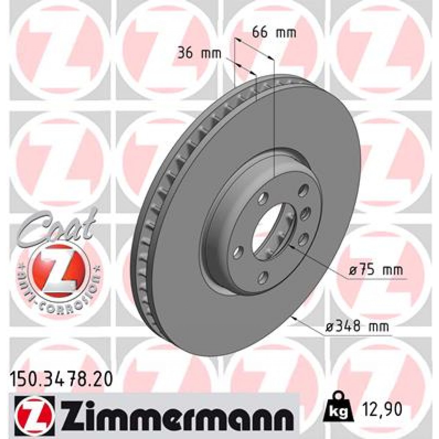 Stabdžių diskas ZIMMERMANN 150.3478.20 - Trodo.lt
