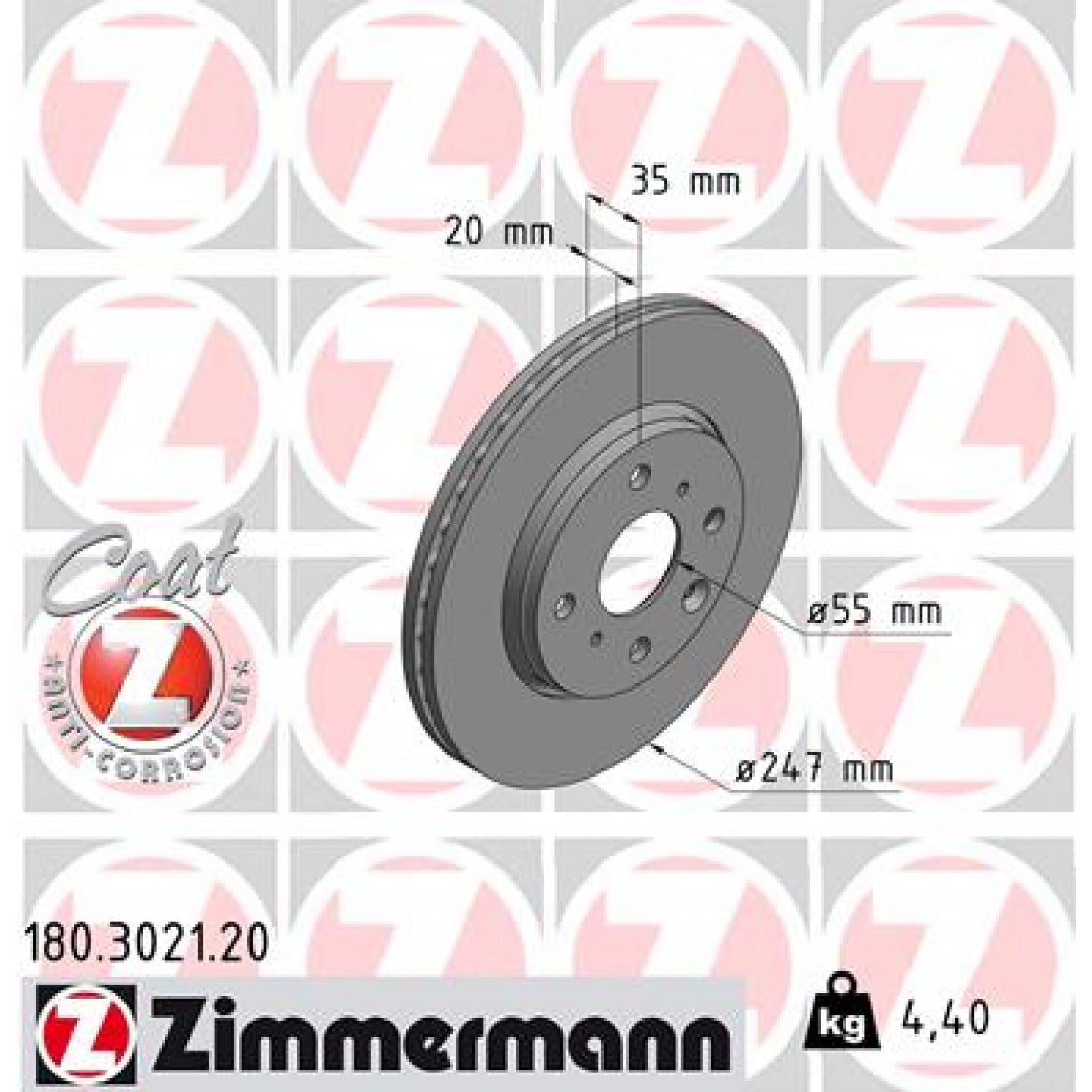 Brzdový kotouč ZIMMERMANN 180.3021.20