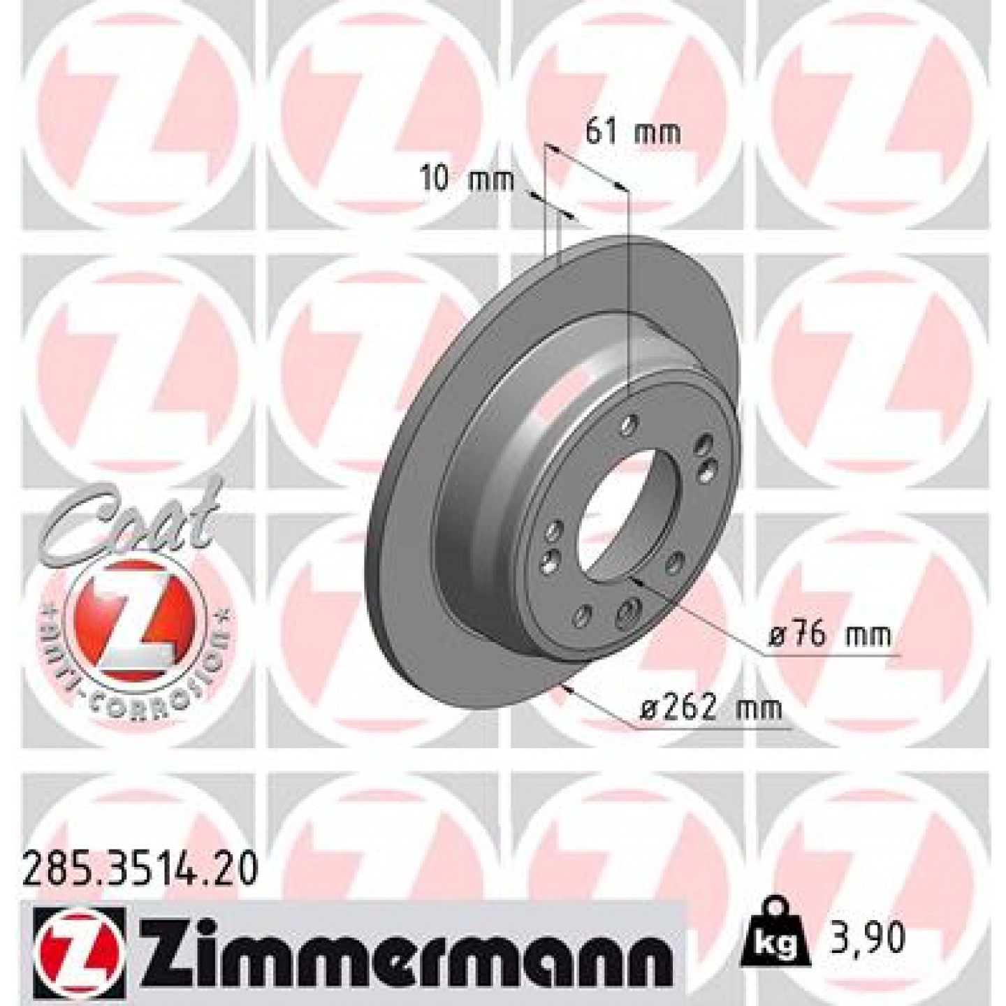 Tarcza hamulcowa ZIMMERMANN 285.3514.20