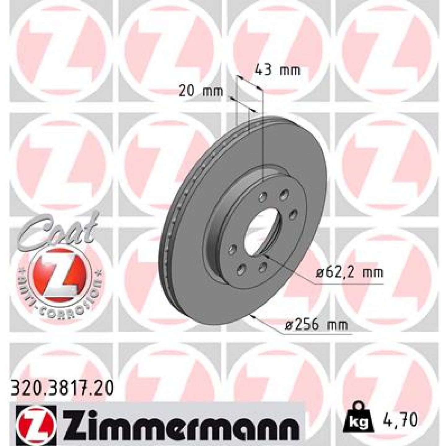 Remschijf ZIMMERMANN 320.3817.20