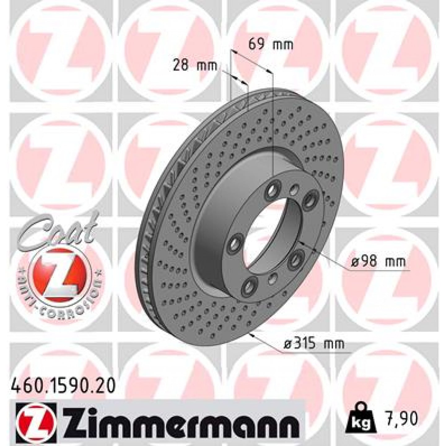 Bremseskive ZIMMERMANN 460.1590.20