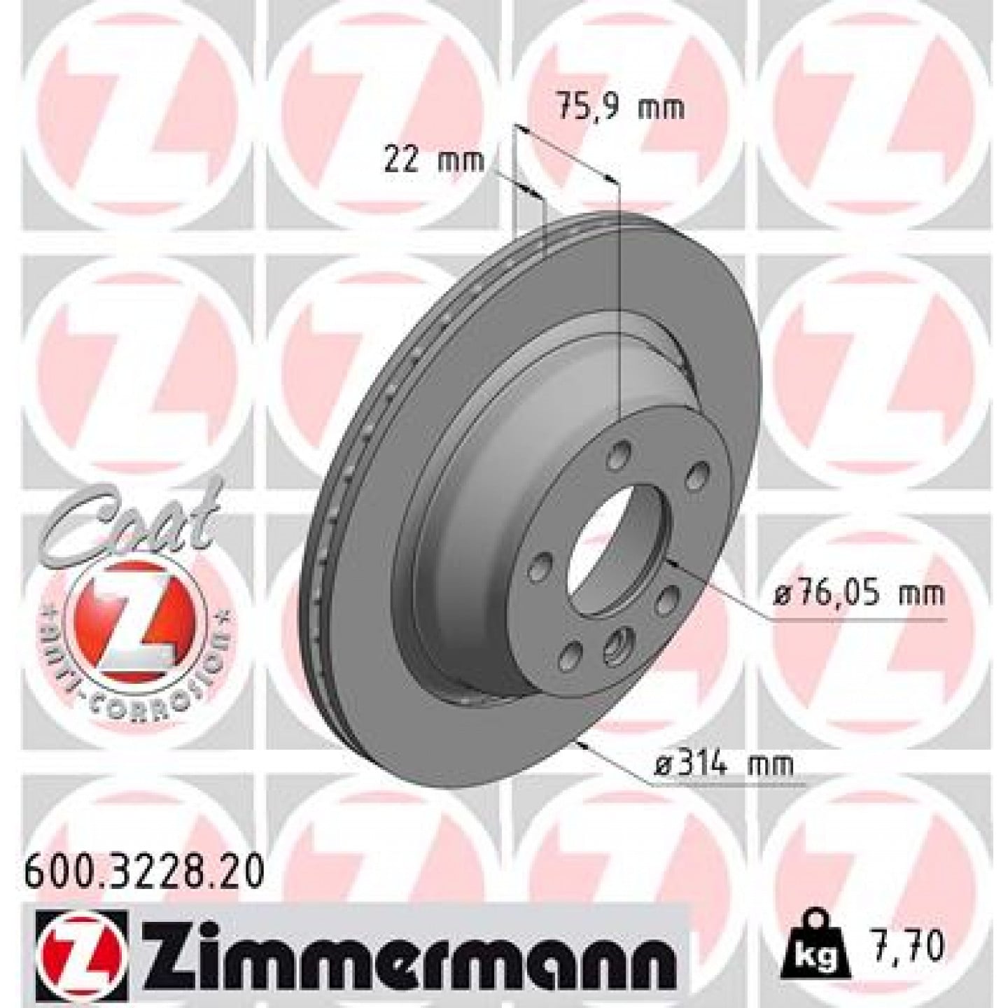 Bremseskive ZIMMERMANN 600.3228.20