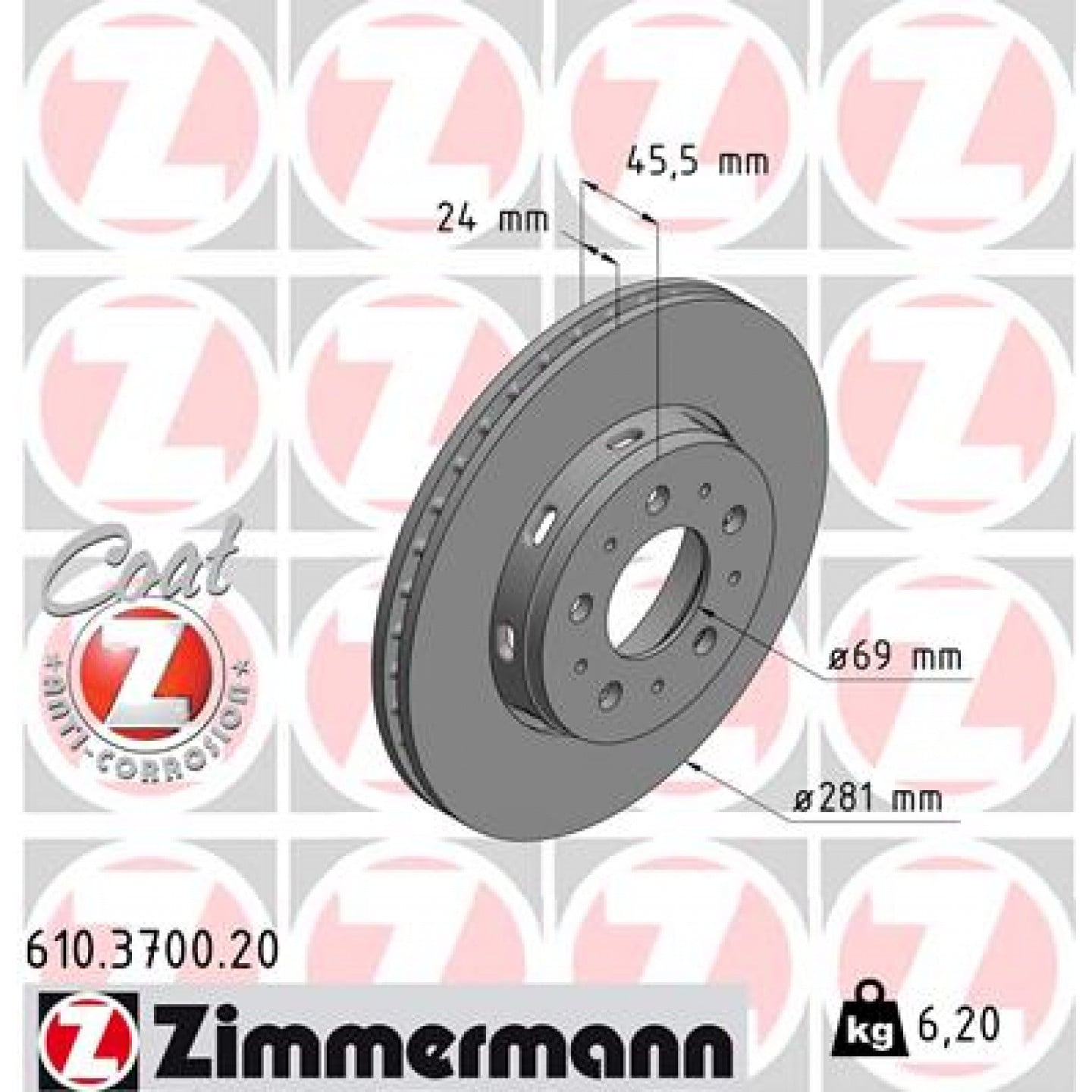 Bremseskive ZIMMERMANN 610.3700.20