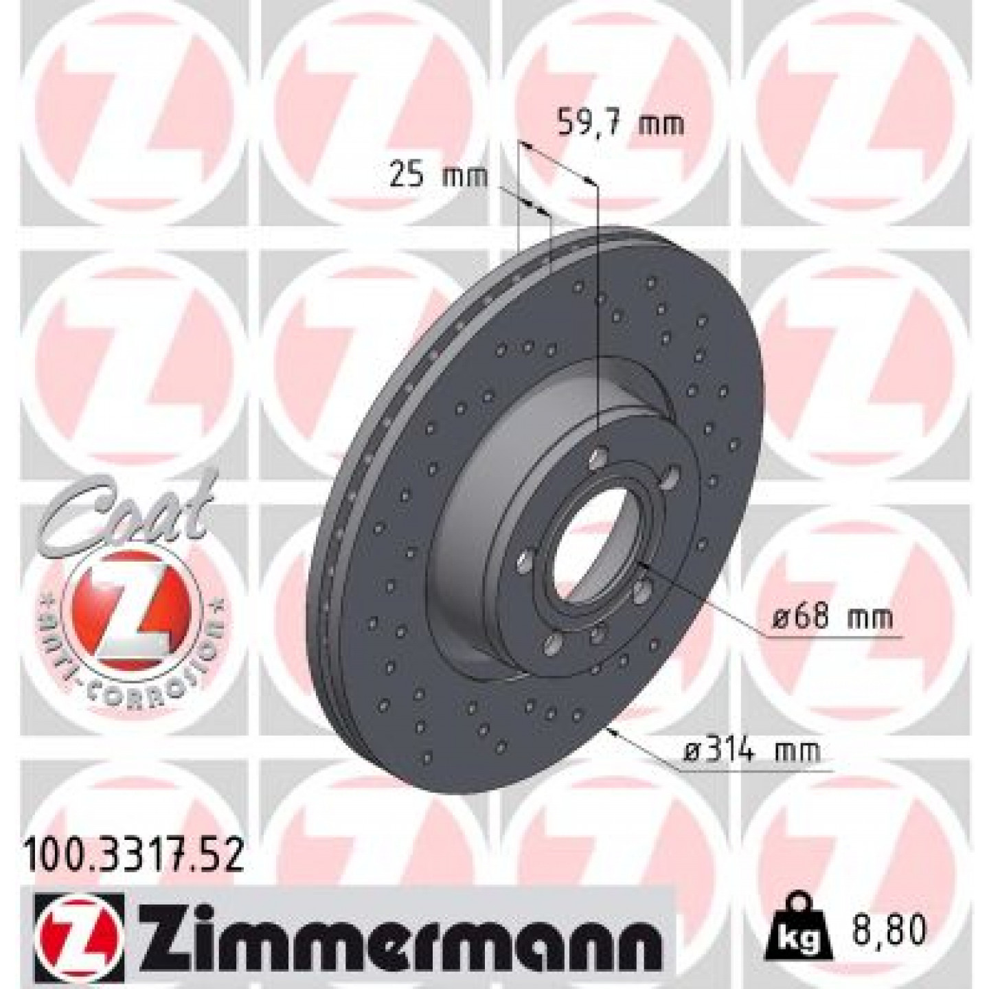 Bremseskive ZIMMERMANN 100.3317.52