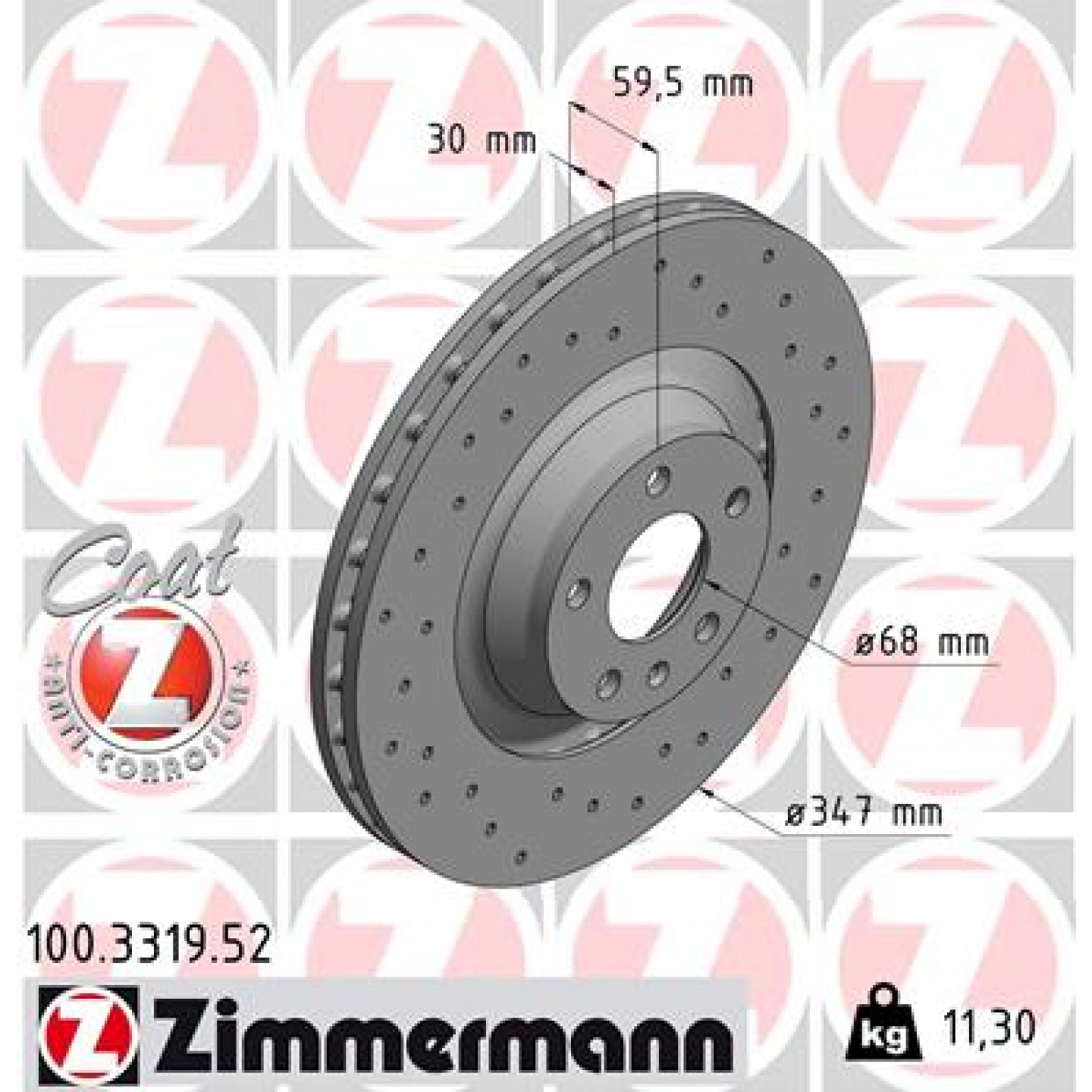 Bremseskive ZIMMERMANN 100.3319.52