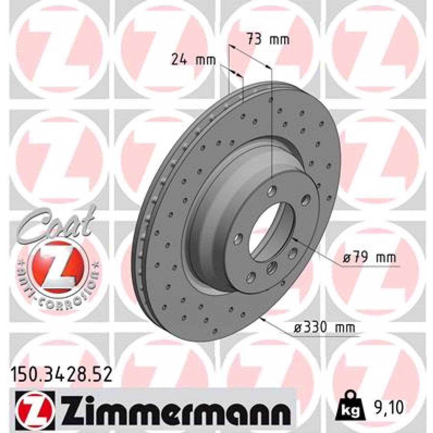 Bremseskive ZIMMERMANN 150.3428.52
