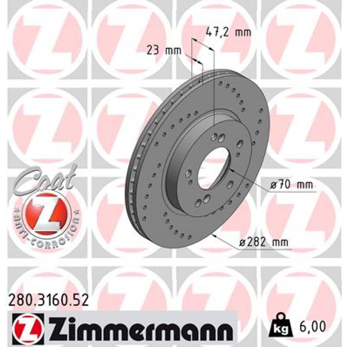 Brzdový kotouč ZIMMERMANN 280.3160.52