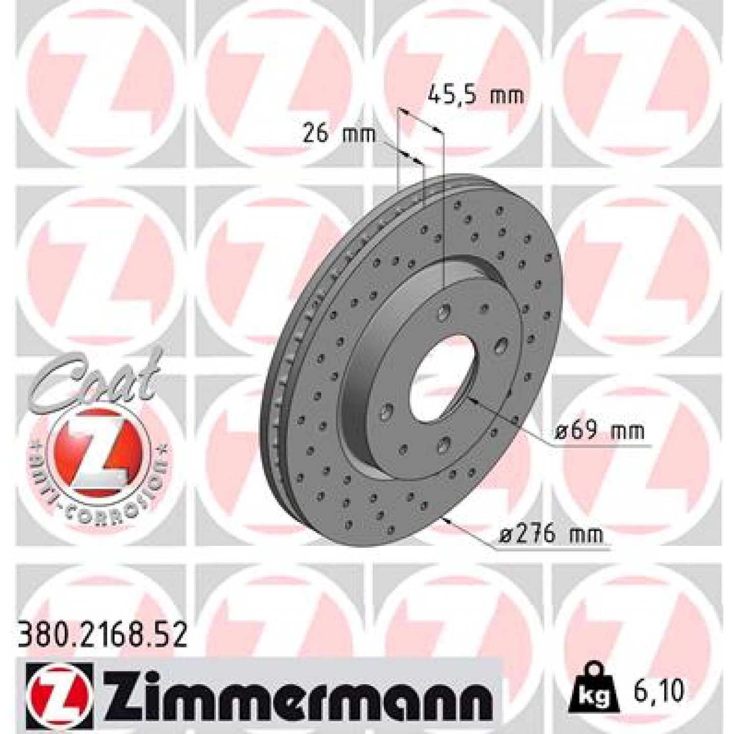 Remschijf ZIMMERMANN 380.2168.52