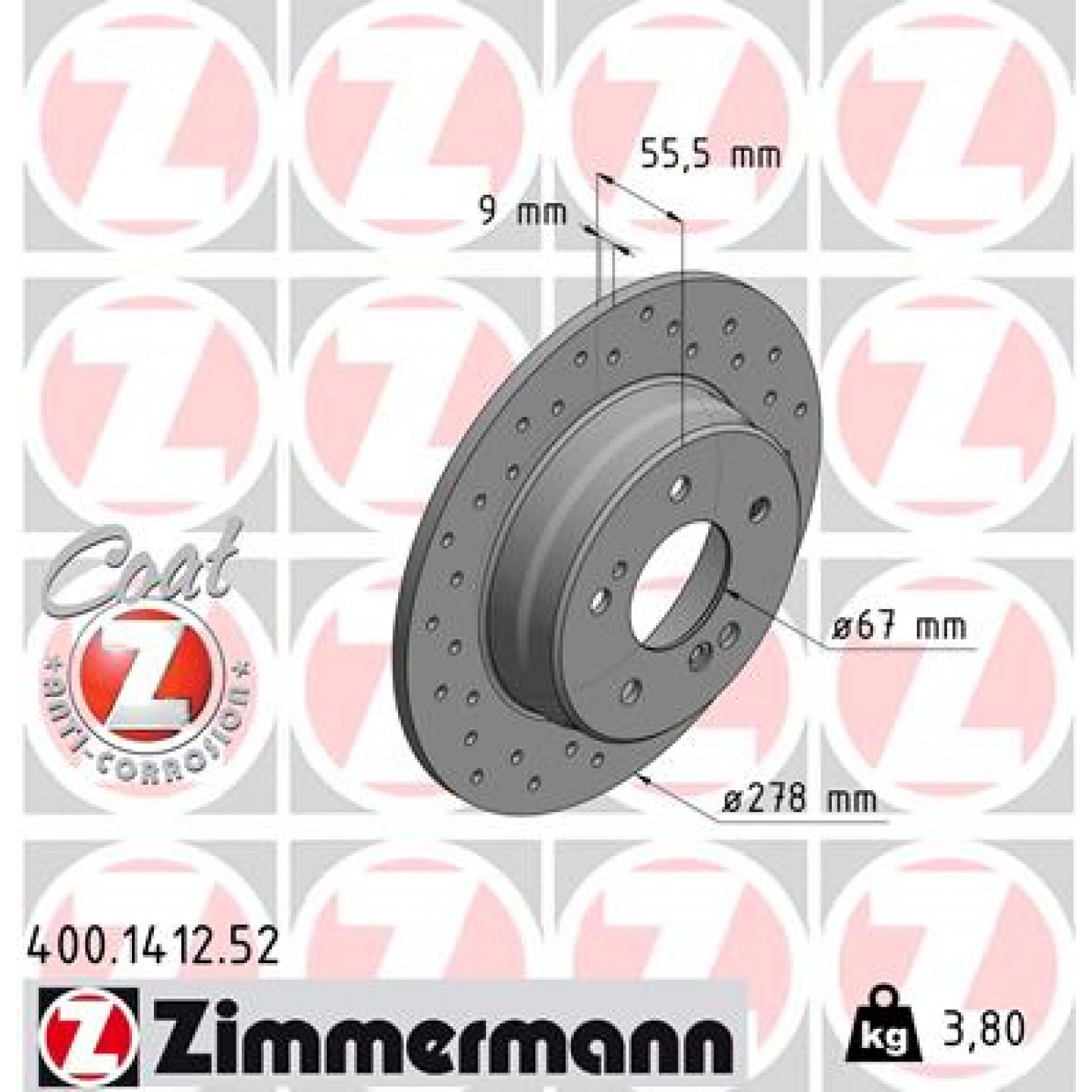 Bremseskive ZIMMERMANN 400.1412.52