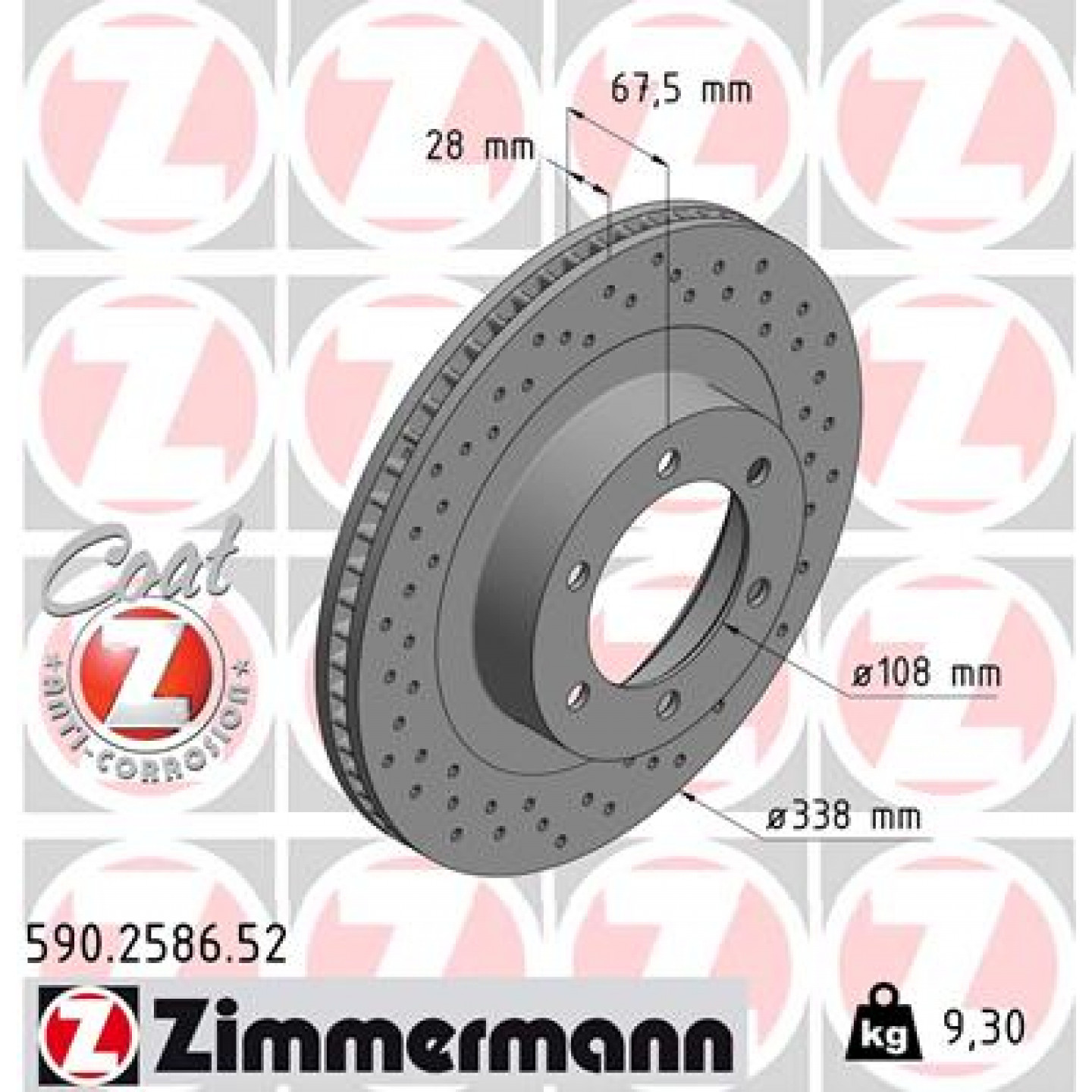 Bremseskive ZIMMERMANN 590.2586.52