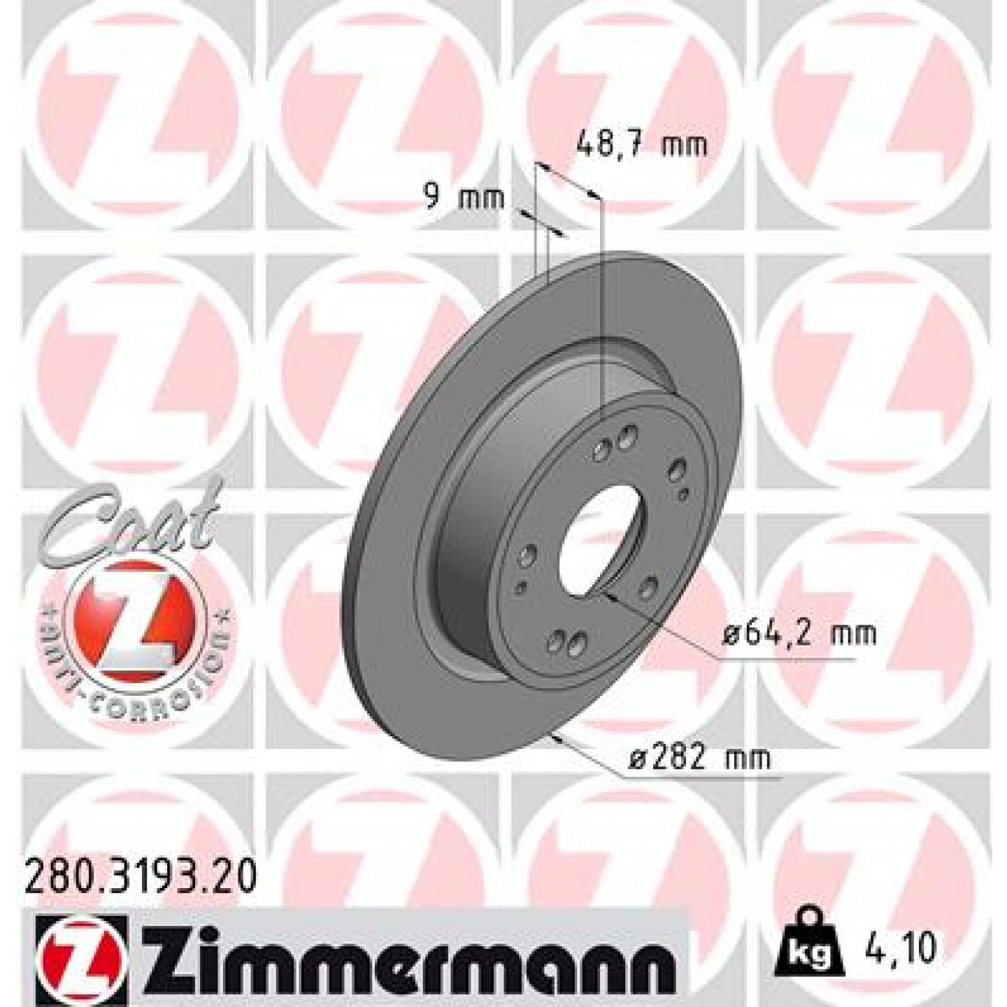 Bremseskive ZIMMERMANN 280.3193.20