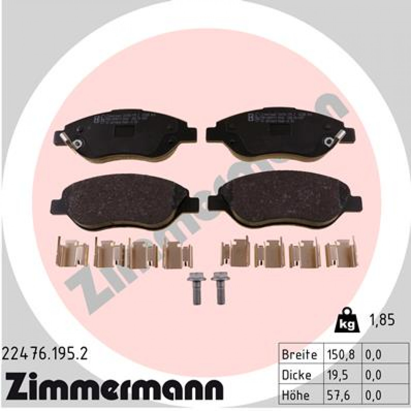 Bremseklodser ZIMMERMANN 22476.195.2