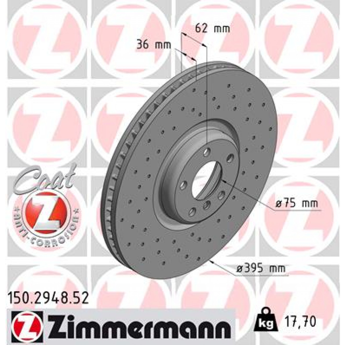 Bremseskive ZIMMERMANN 150.2948.52