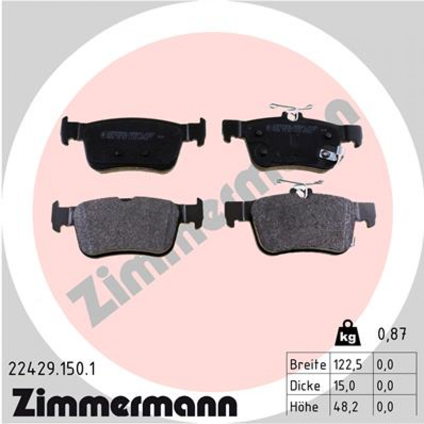 Sada brzdových destiček, kotoučová brzda ZIMMERMANN 22429.150.1