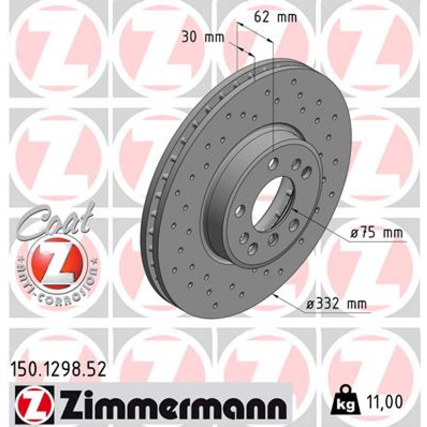 Bremseskive ZIMMERMANN 150.1298.52