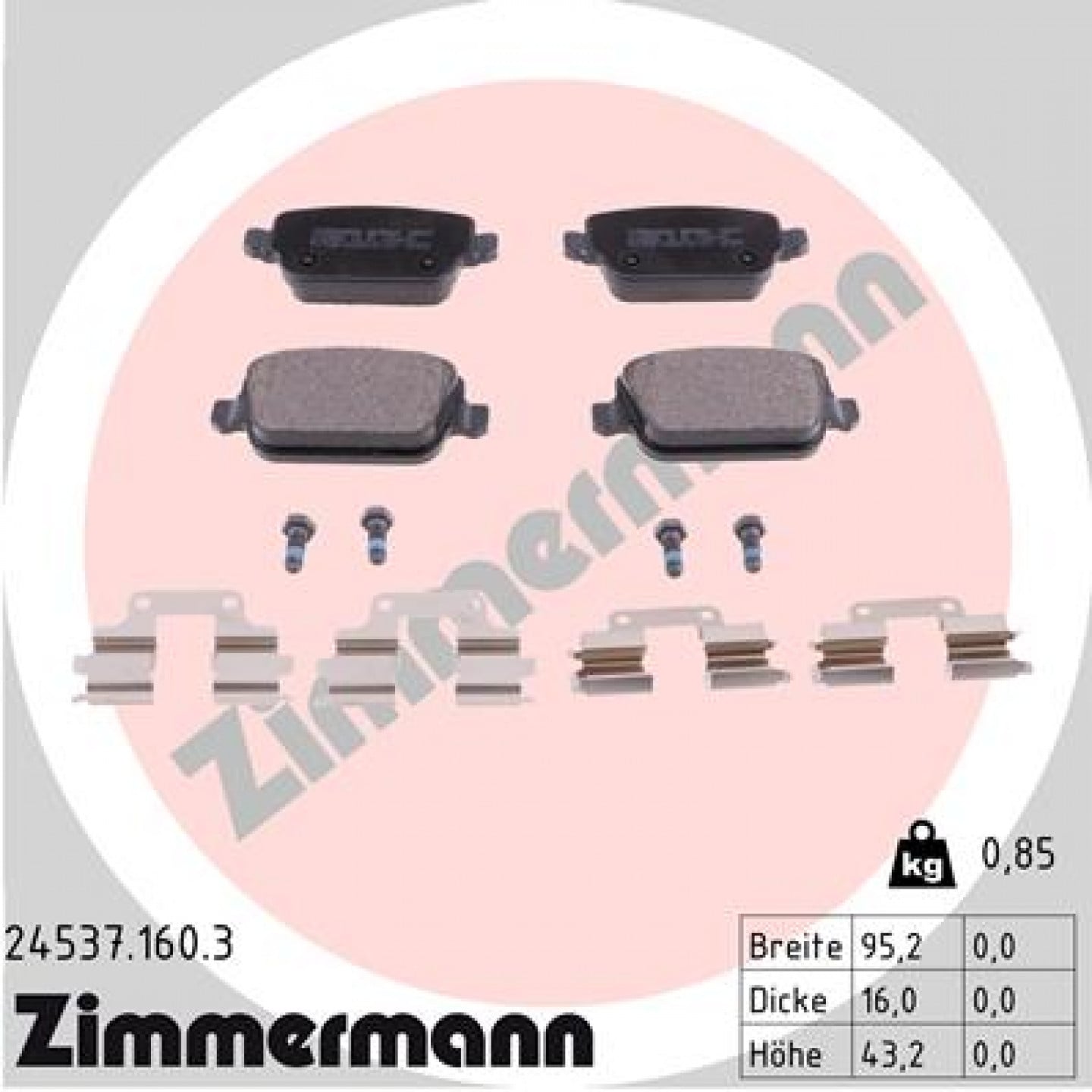 Sada brzdových destiček, kotoučová brzda ZIMMERMANN 24537.160.3