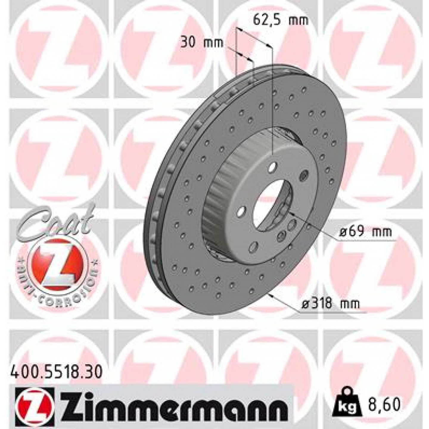 Brake Disc ZIMMERMANN 400.5518.30 - Trodo.com