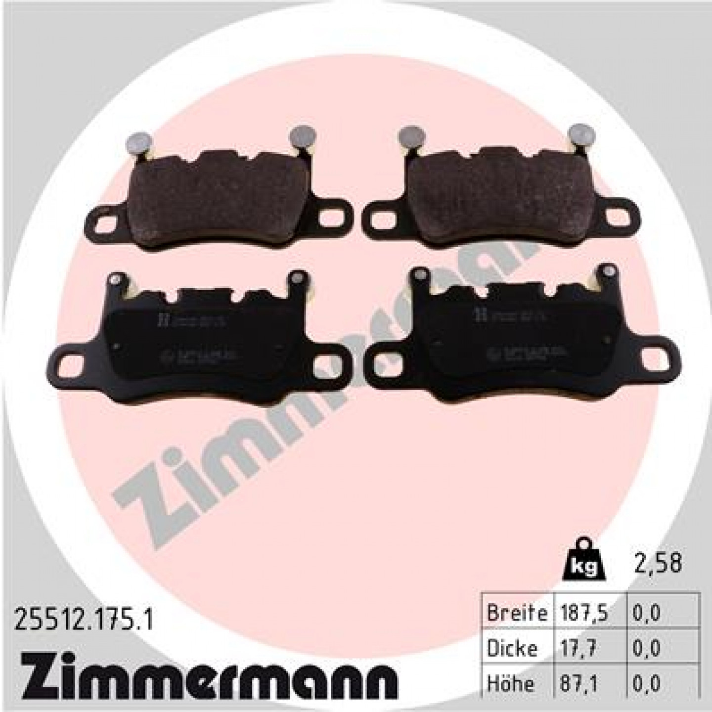 Kit de plaquettes de frein, frein à disque ZIMMERMANN 25512.175.1