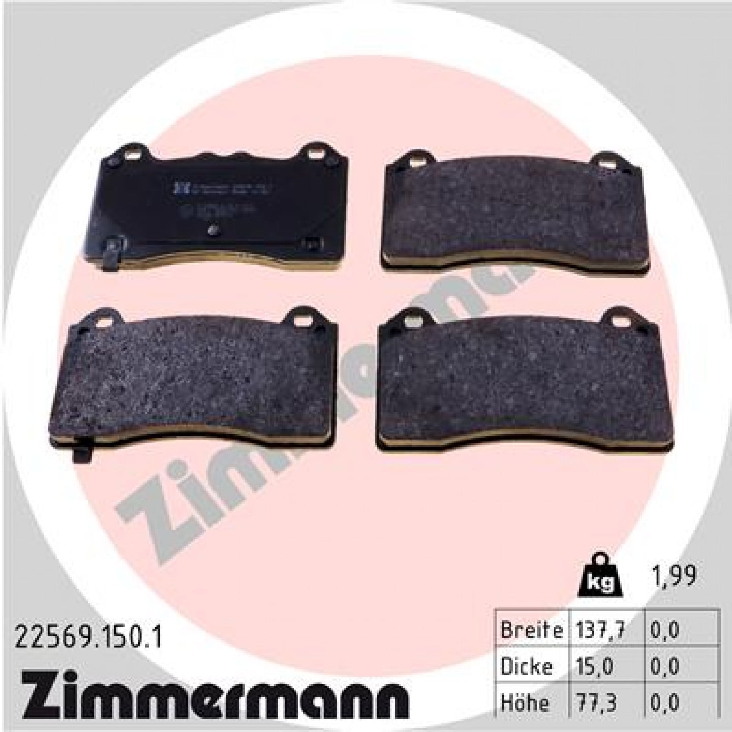 Bremseklodser ZIMMERMANN 22569.150.1