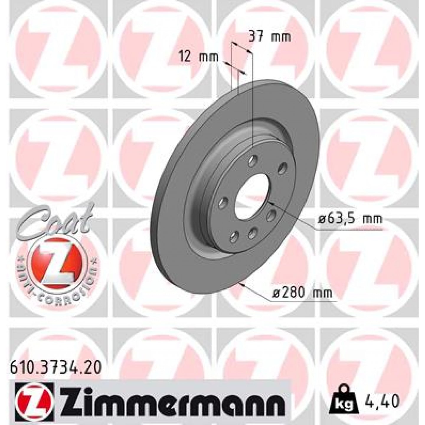 Bremseskive ZIMMERMANN 610.3734.20