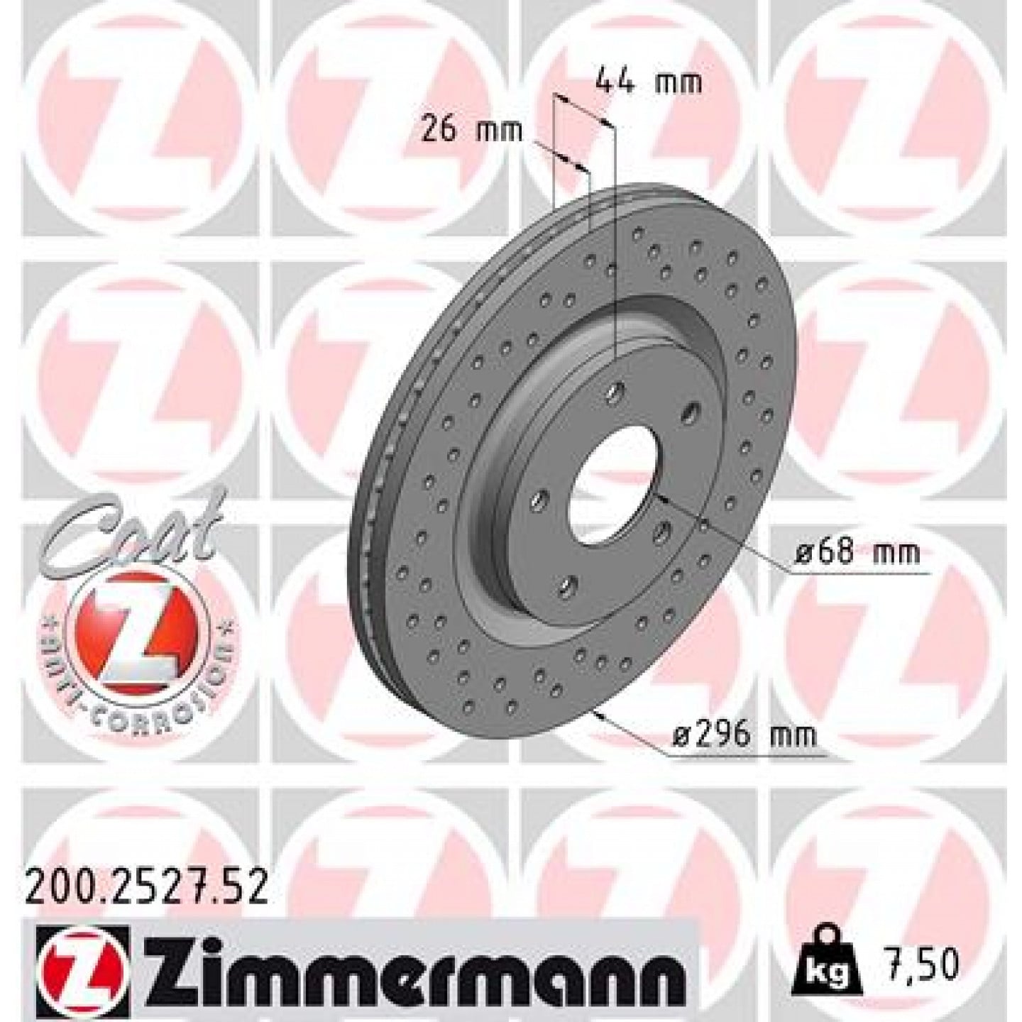 Bremseskive ZIMMERMANN 200.2527.52