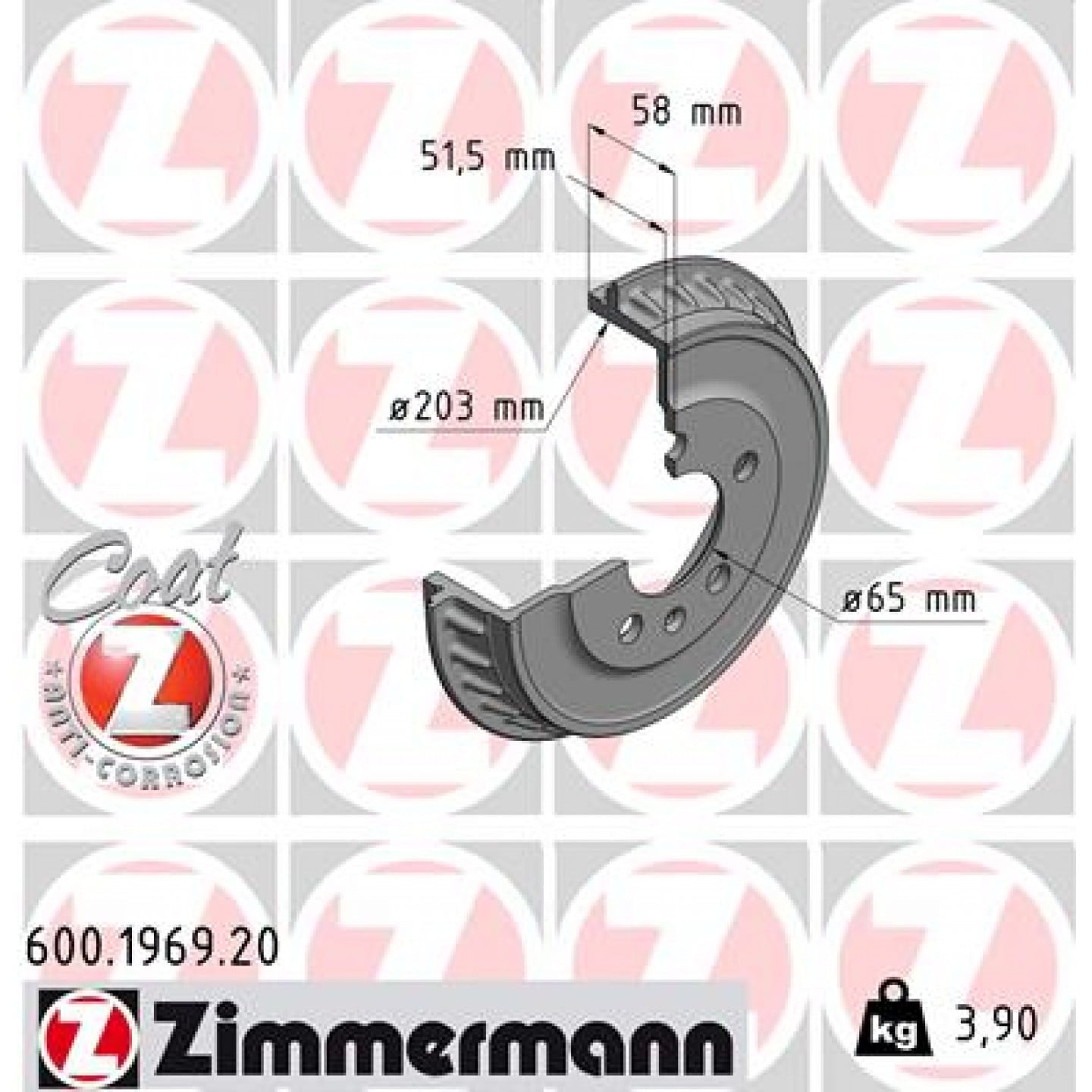 Bremstrommel ZIMMERMANN 600.1969.20