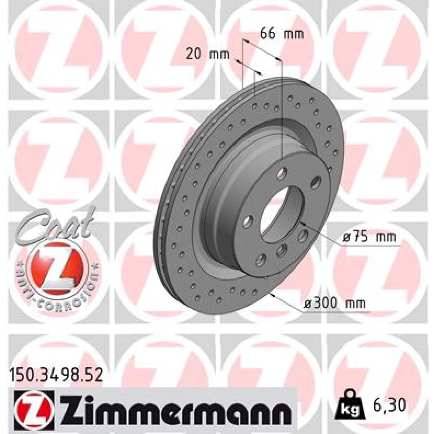 Bremseskive ZIMMERMANN 150.3498.52
