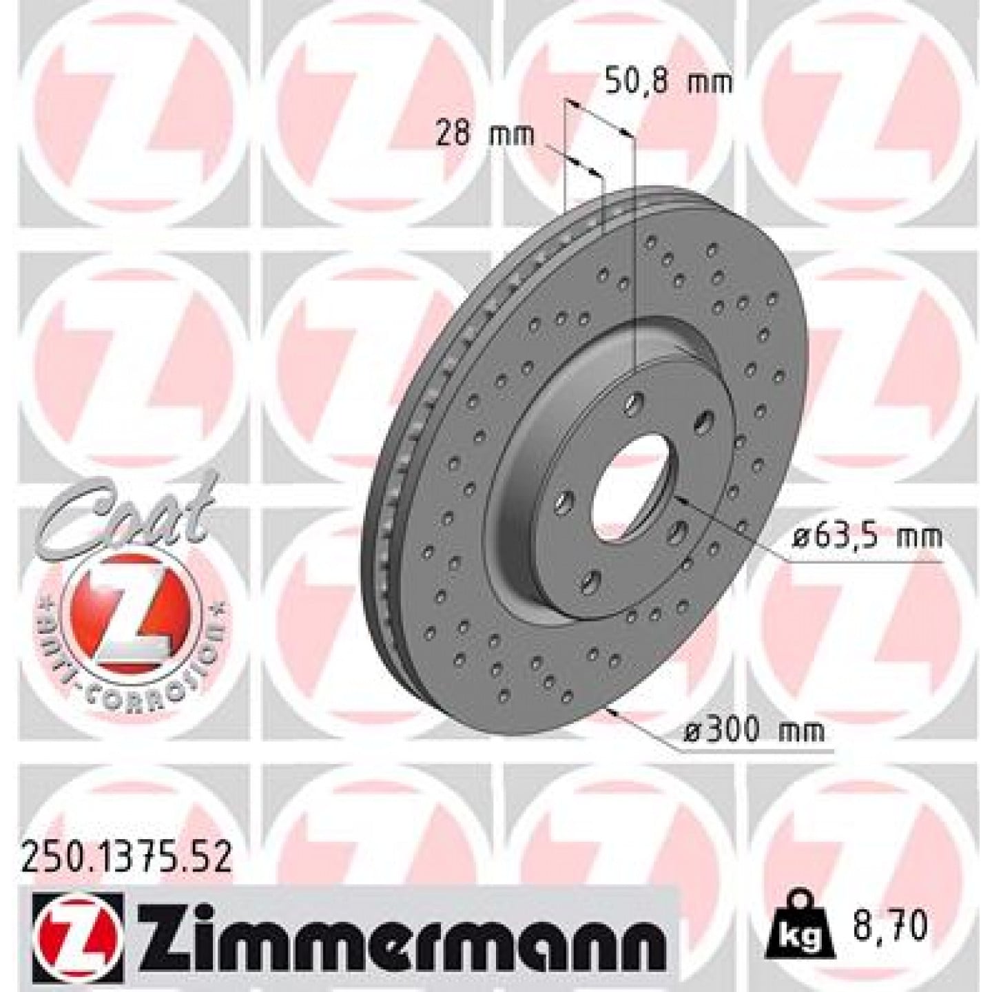 Bremseskive ZIMMERMANN 250.1375.52