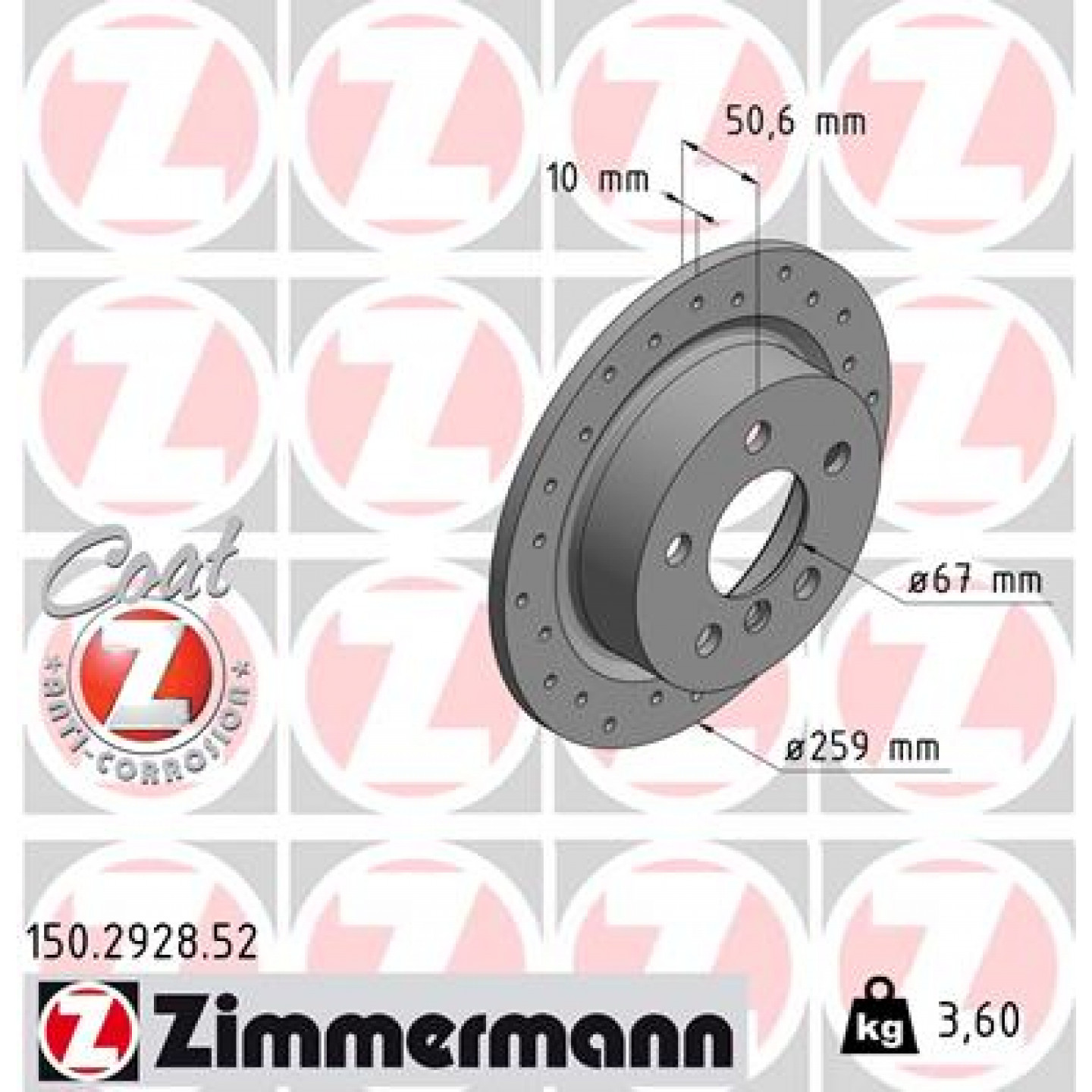 Bremseskive ZIMMERMANN 150.2928.52