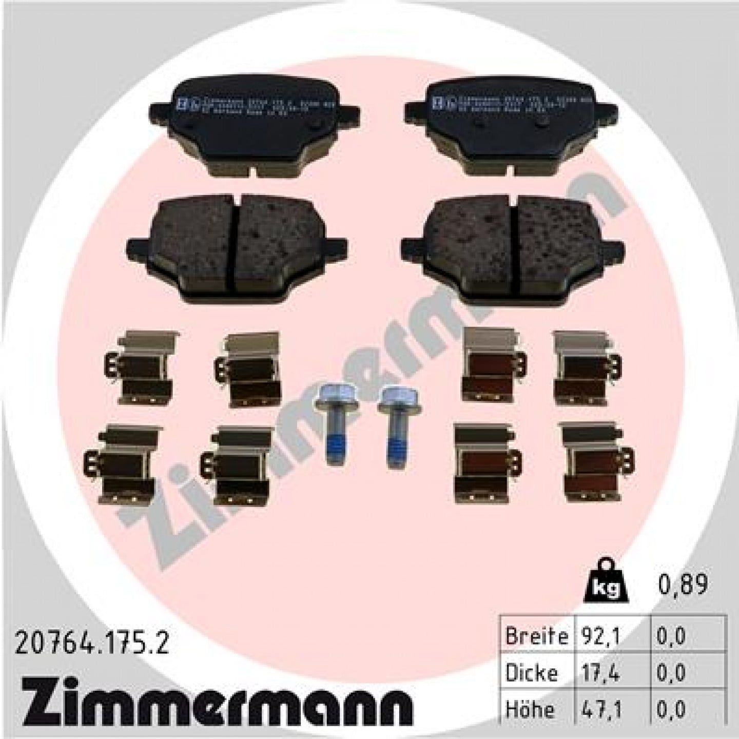 Bremseklodser ZIMMERMANN 20764.175.2