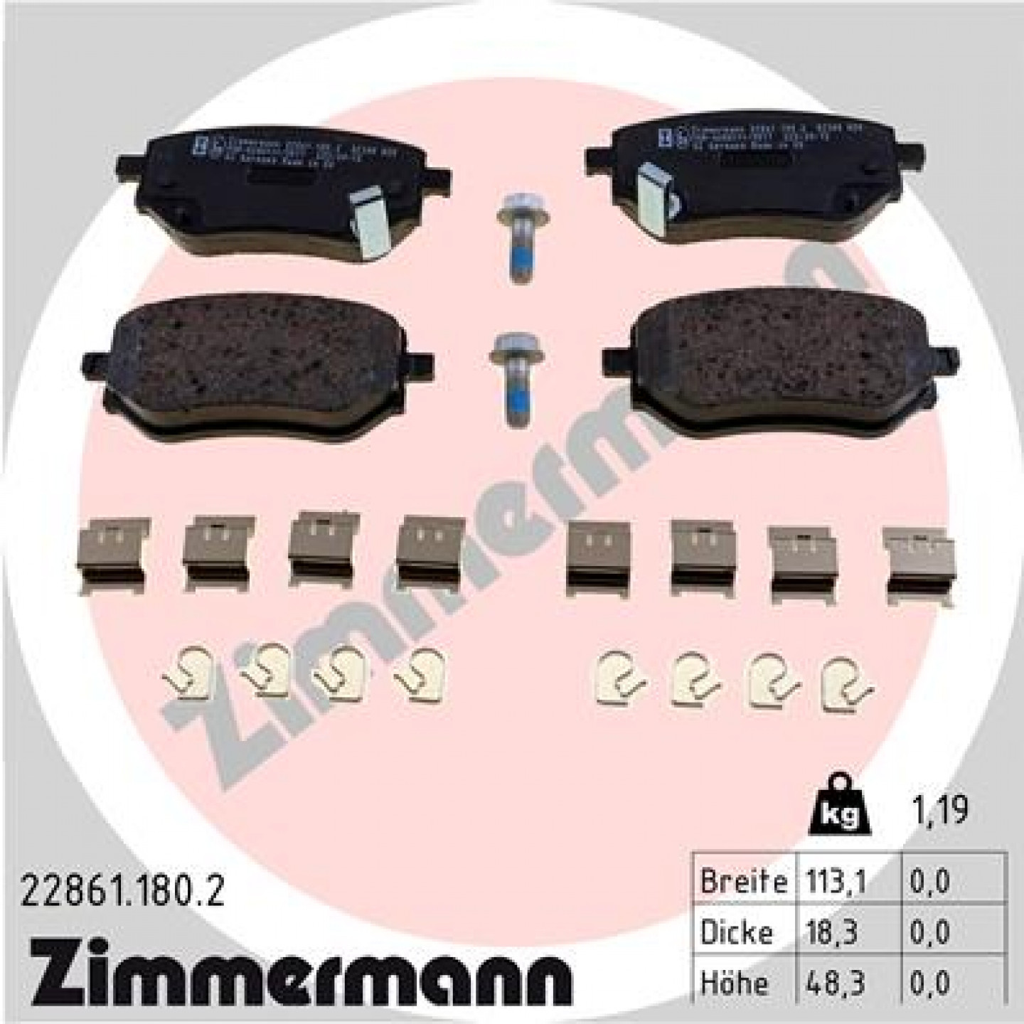 Bremseklodser ZIMMERMANN 22861.180.2