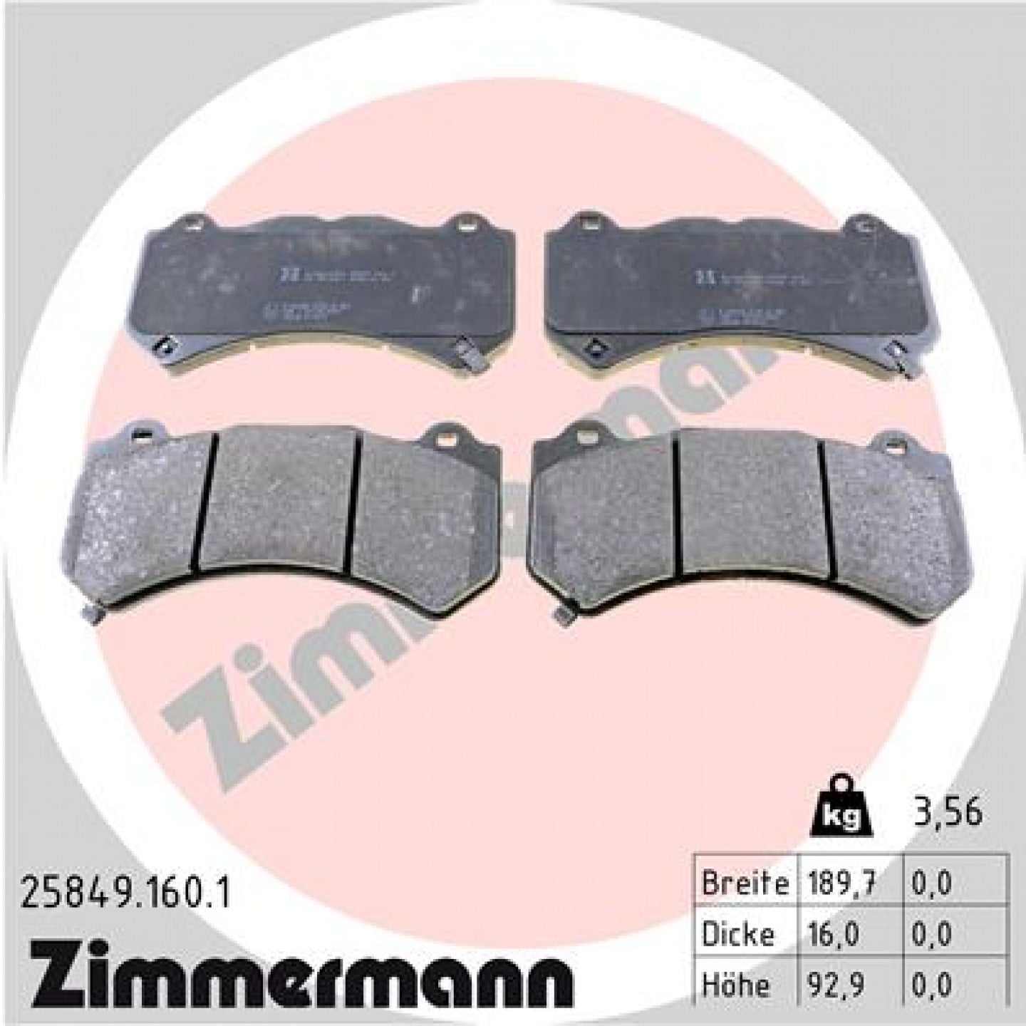 Juego de pastillas ZIMMERMANN 25849.160.1