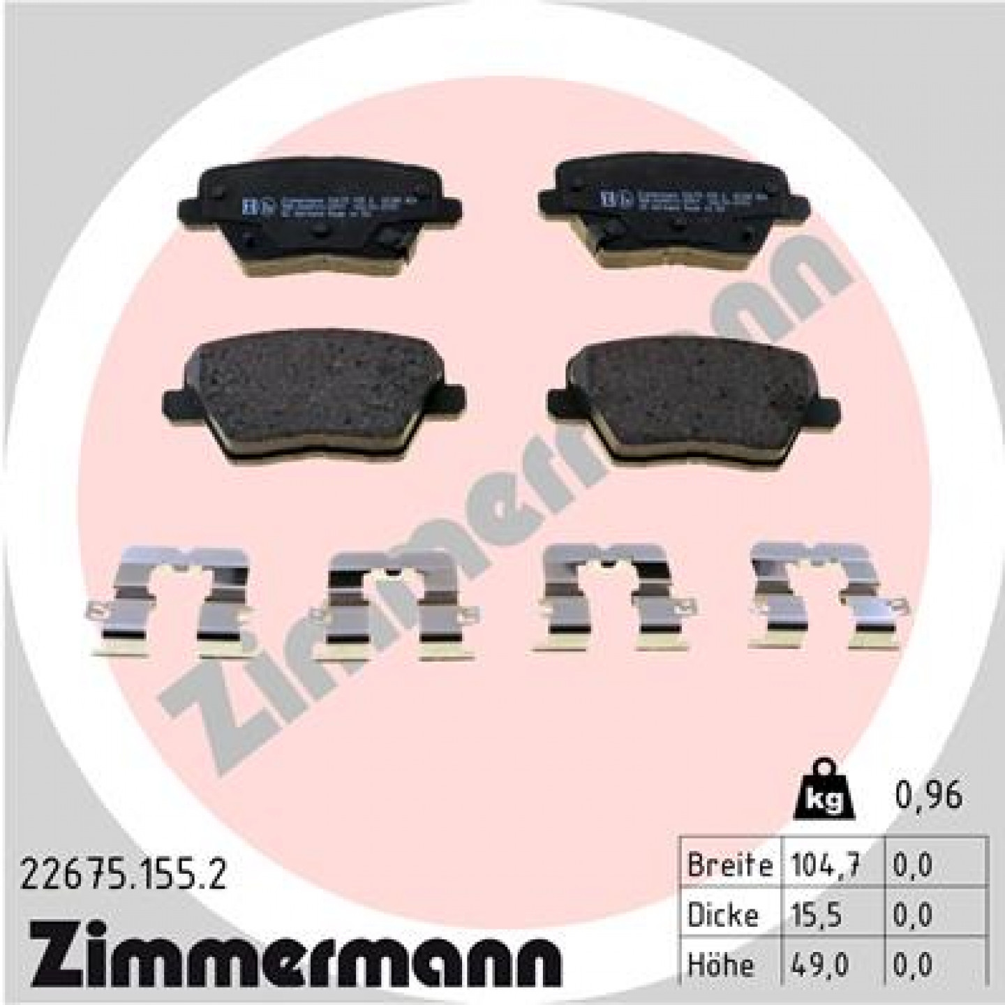 Bremseklodser ZIMMERMANN 22675.155.2
