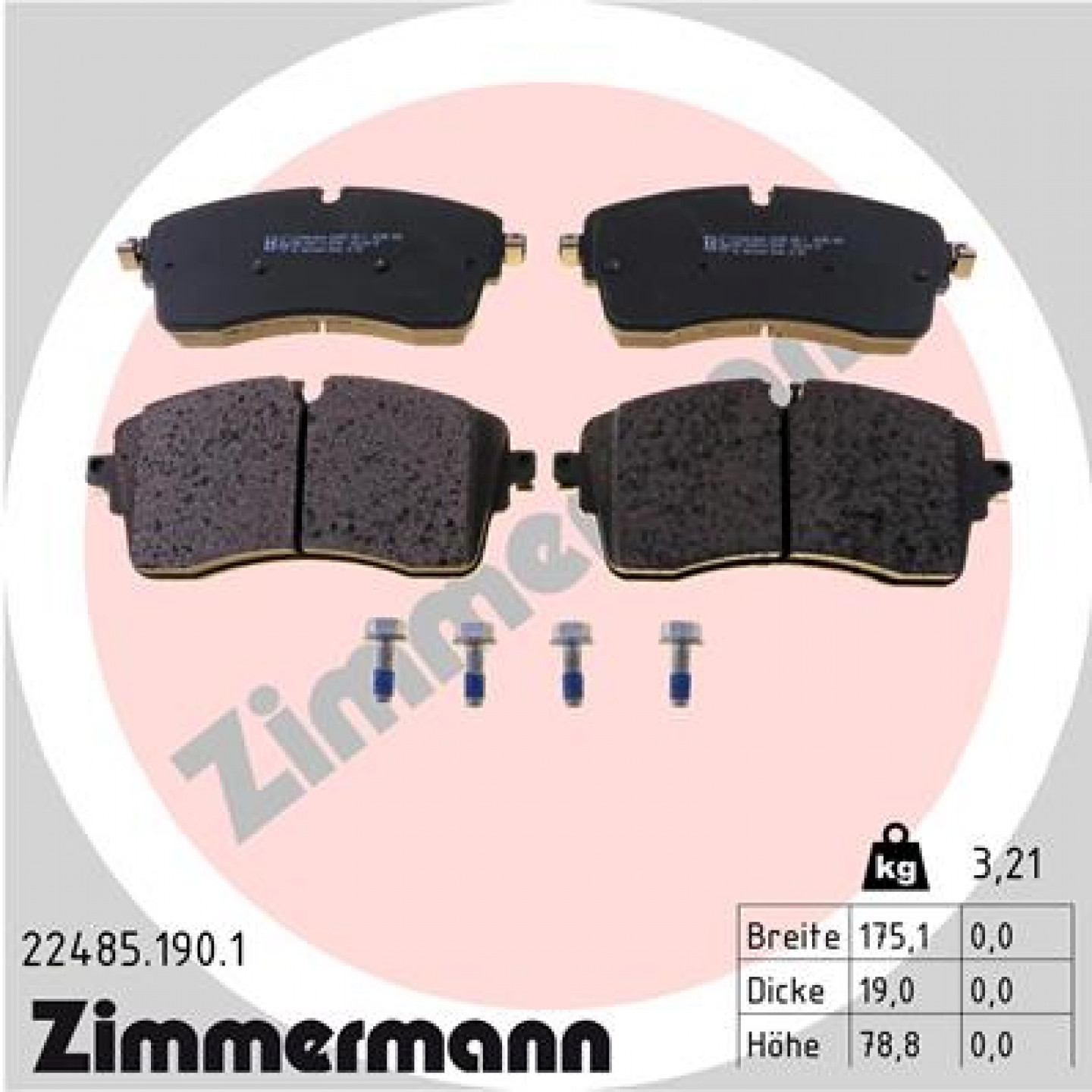 Kit de plaquettes de frein, frein à disque ZIMMERMANN 22485.190.1