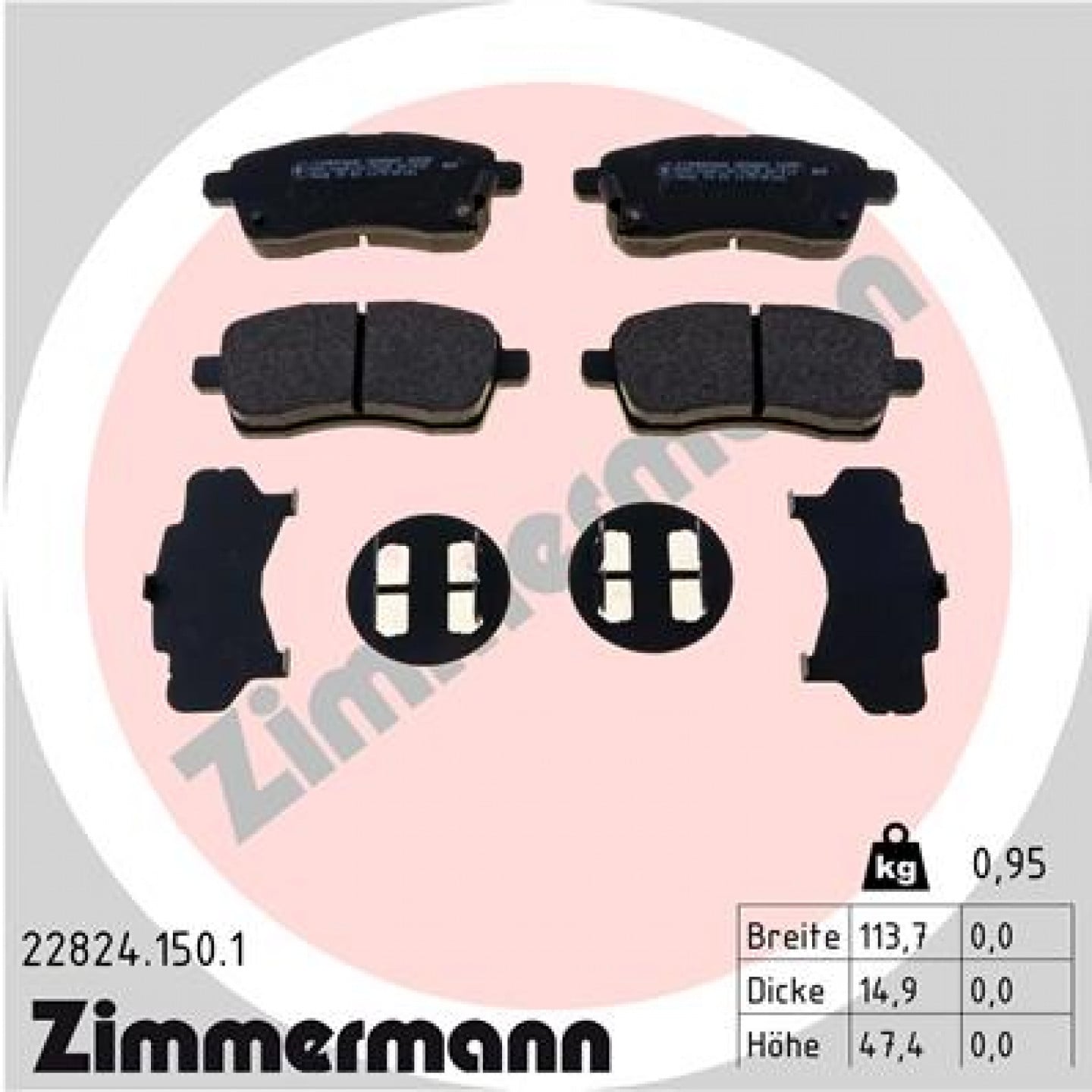 Kit pastiglie freno, Freno a disco ZIMMERMANN 22824.150.1