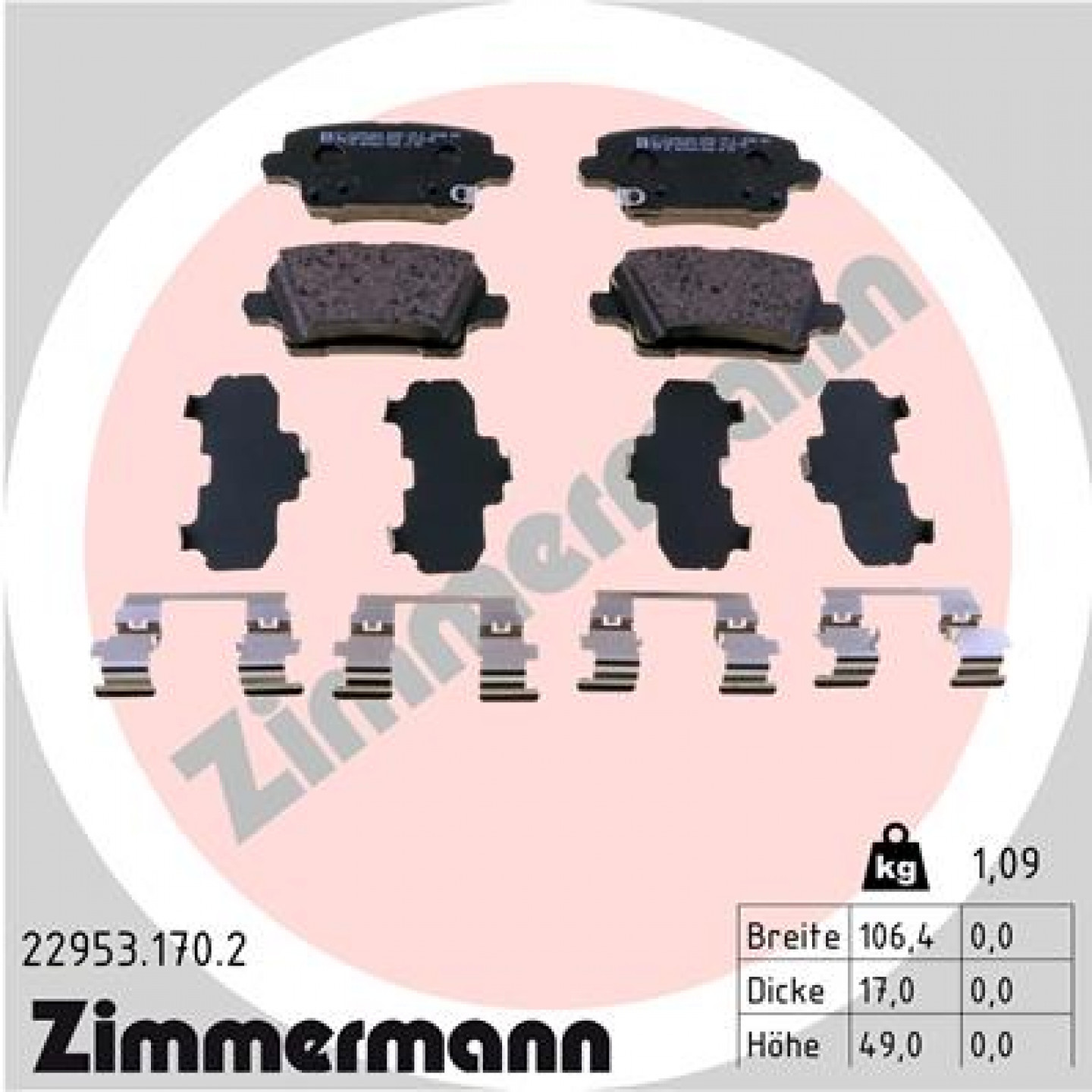 Bremseklodser ZIMMERMANN 22953.170.2
