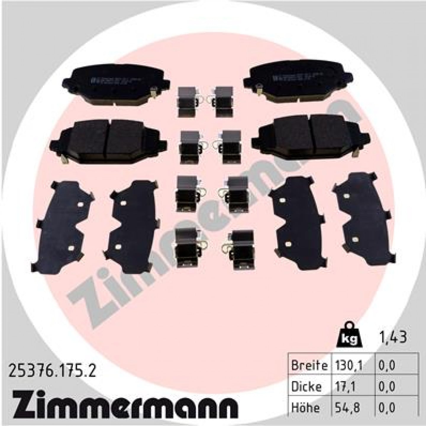 Diskinių stabdžių kaladėlių komplektas ZIMMERMANN 25376.175.2