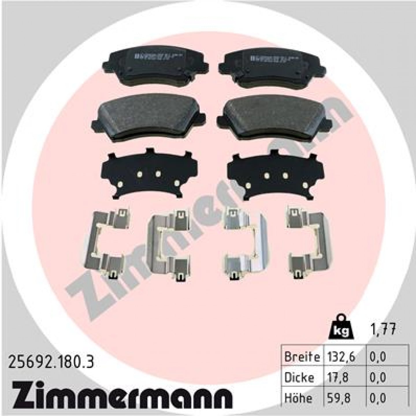 Kit pastiglie freno, Freno a disco ZIMMERMANN 25692.180.3