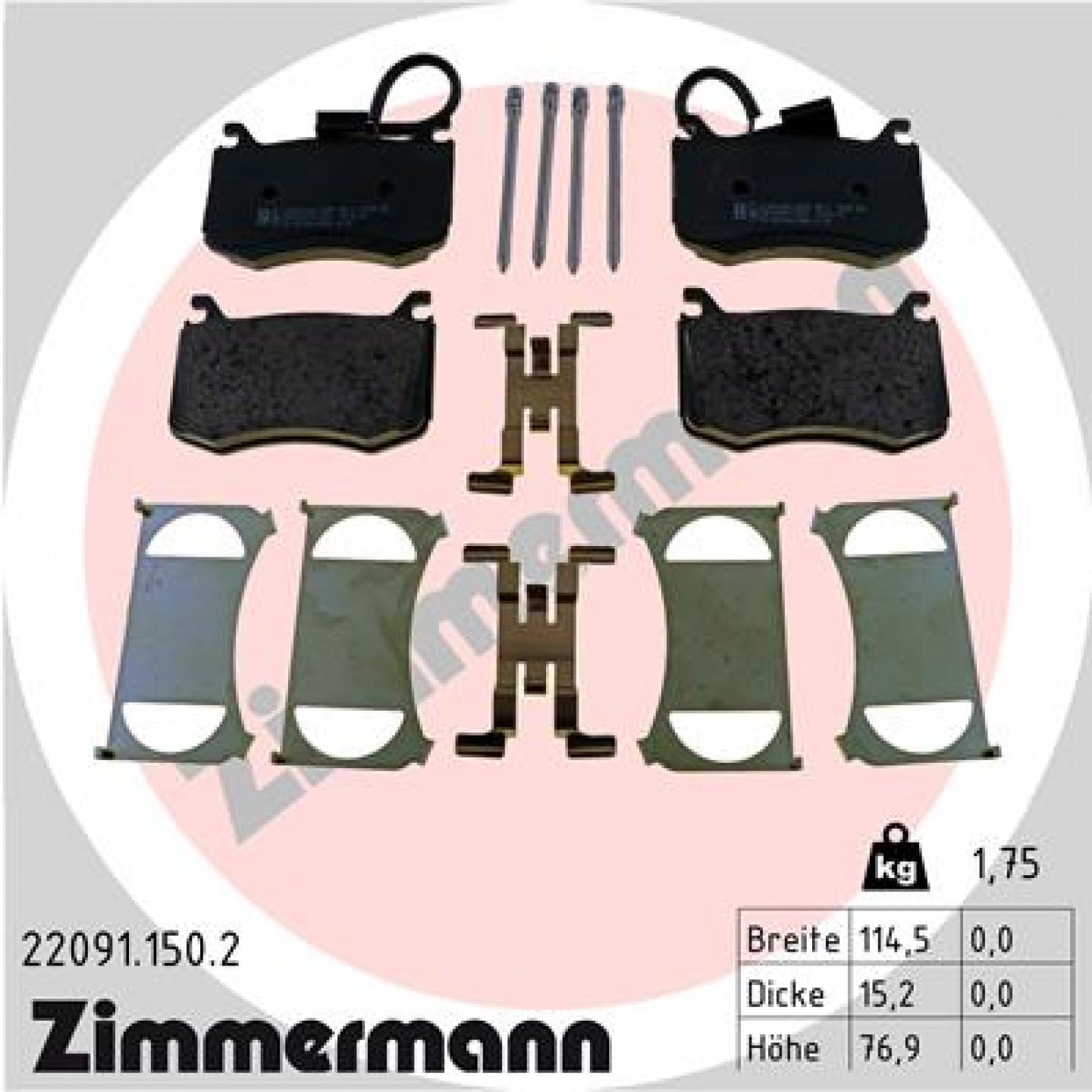 Bremseklodser ZIMMERMANN 22091.150.2