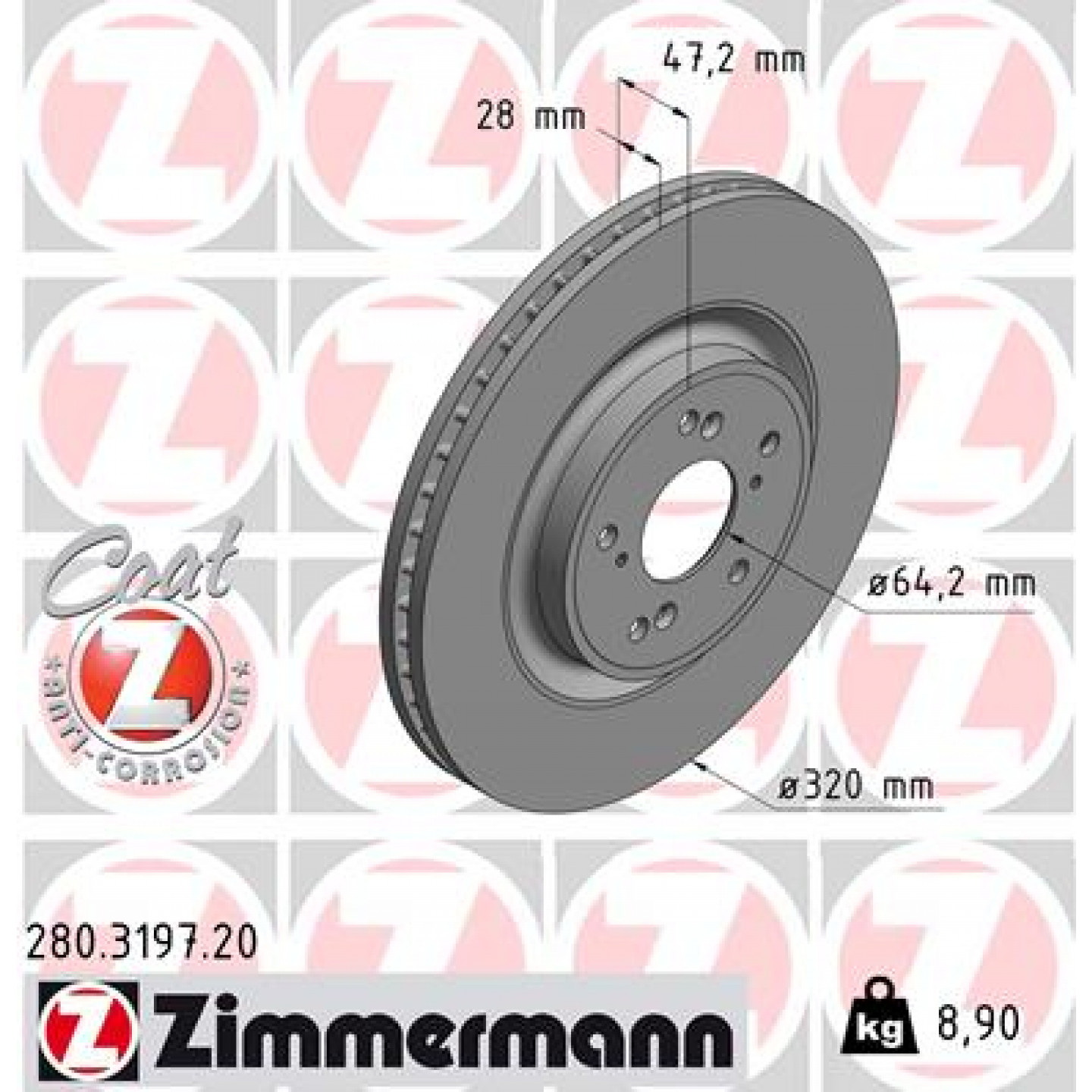 Bremseskive ZIMMERMANN 280.3197.20