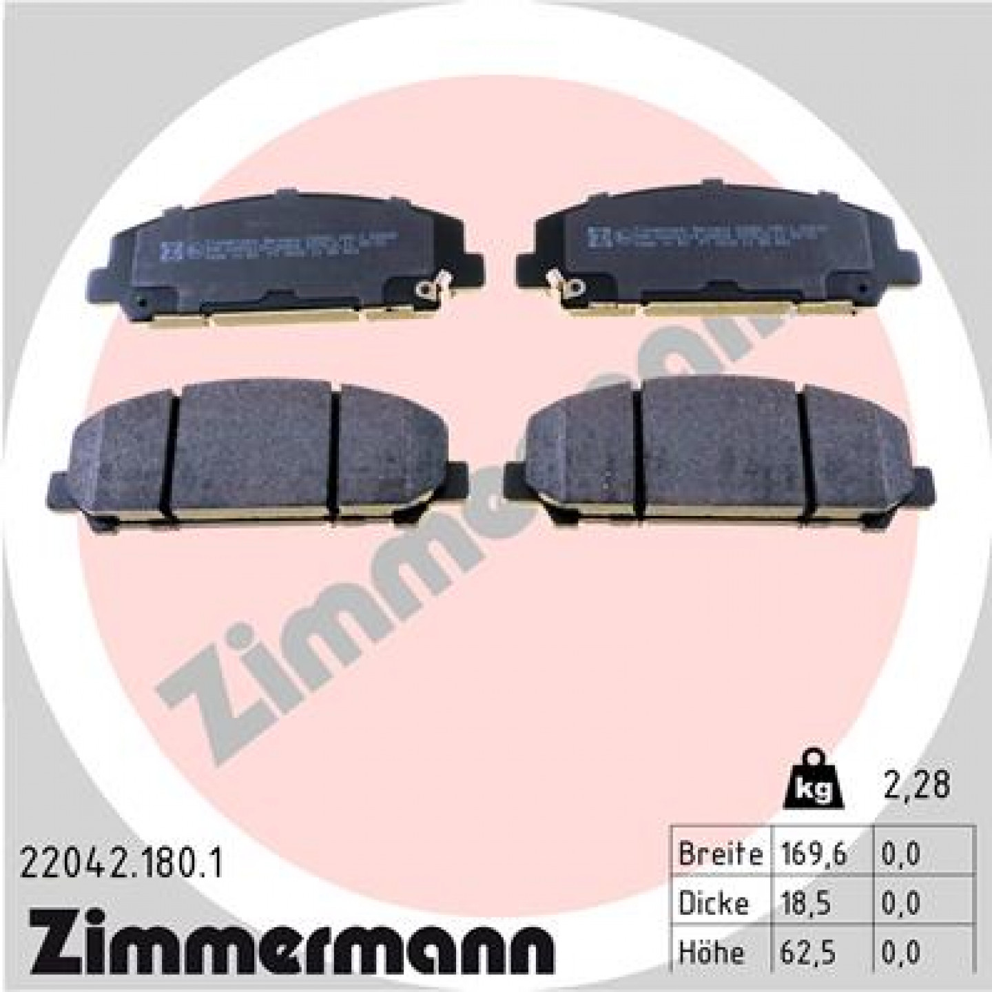 Kit pastiglie freno, Freno a disco ZIMMERMANN 22042.180.1
